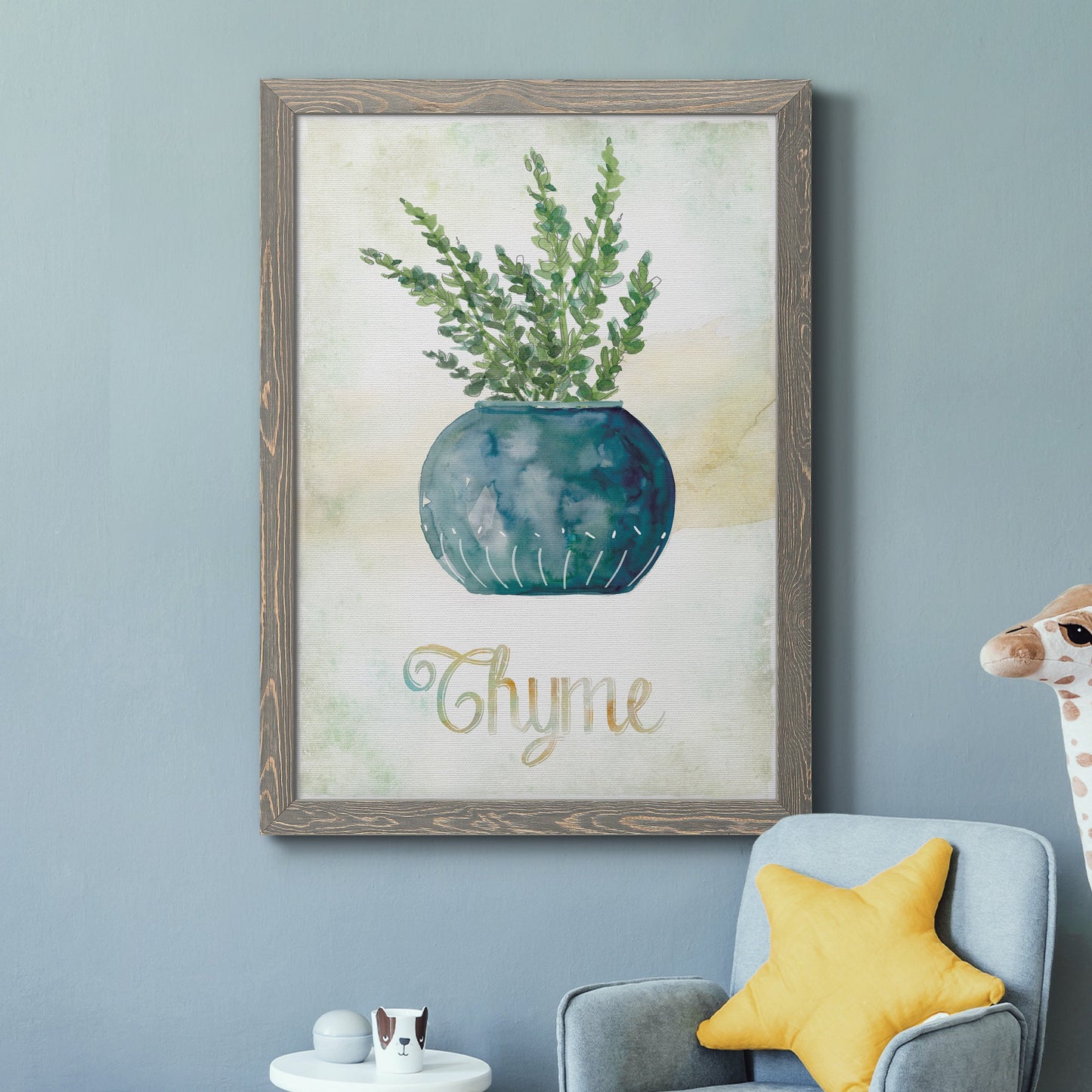 Potted Thyme - Barnwood Framed Canvas Print