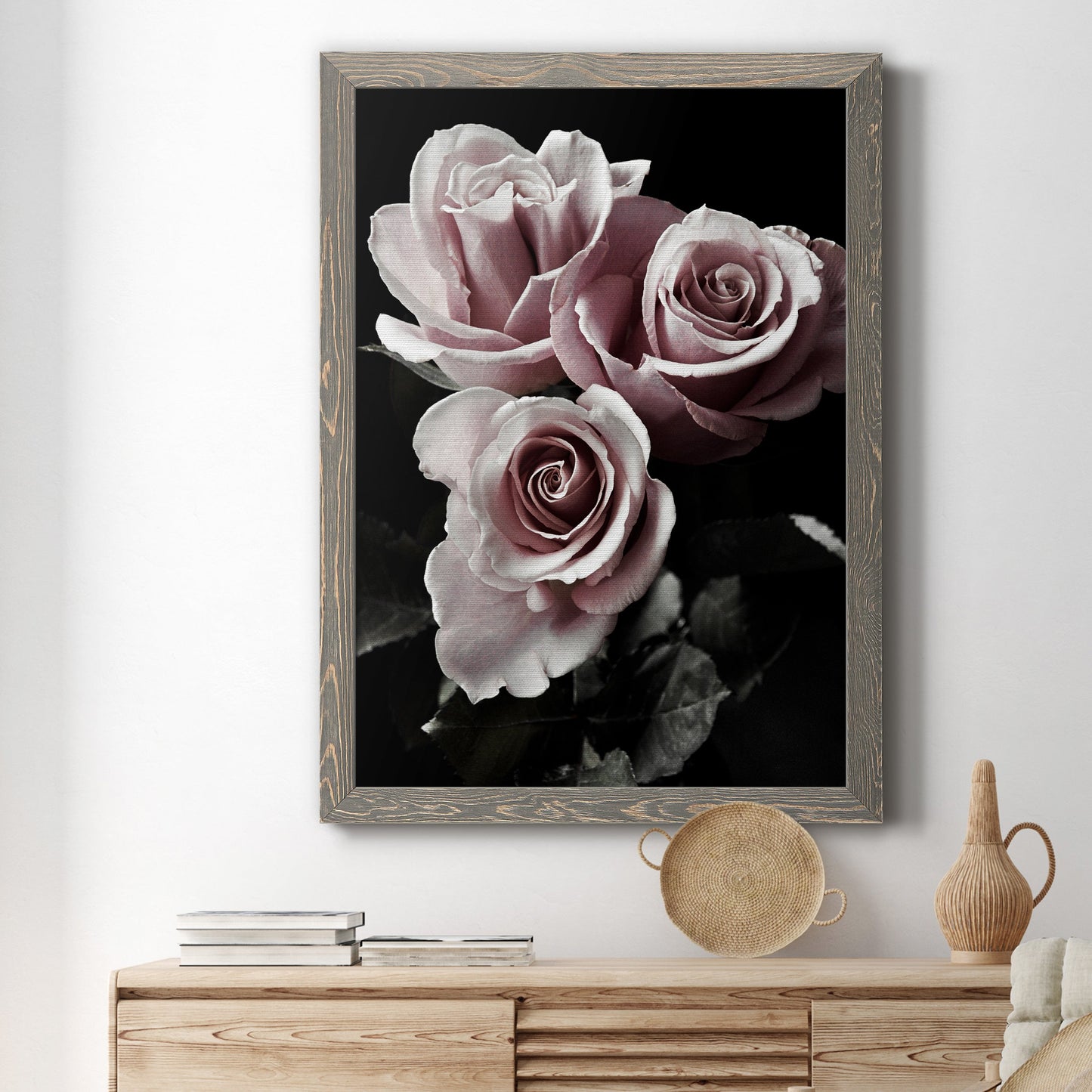 Rose Noir I - Barnwood Framed Canvas Print