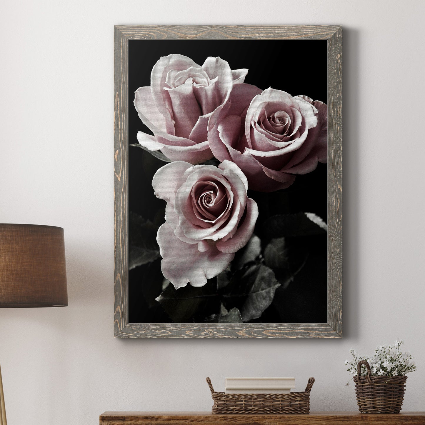 Rose Noir I - Barnwood Framed Canvas Print