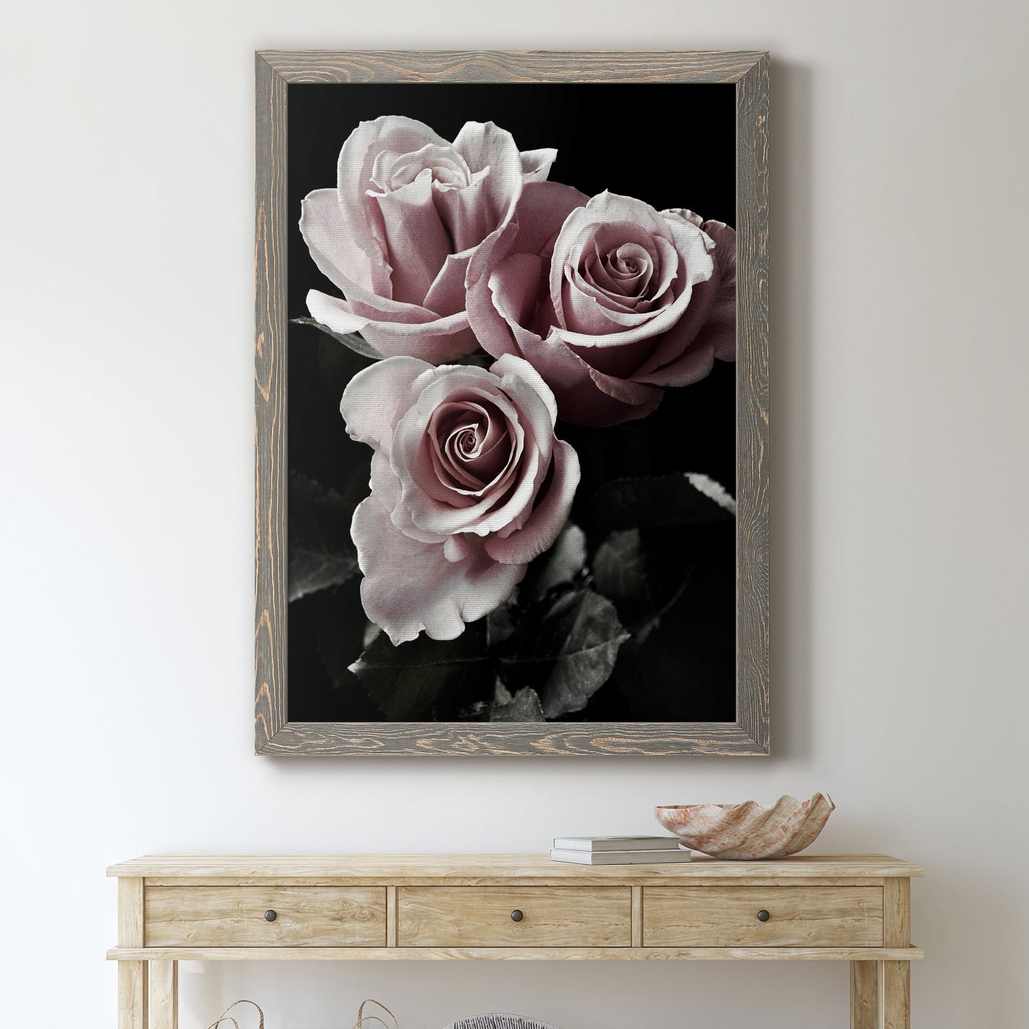Rose Noir I - Barnwood Framed Canvas Print