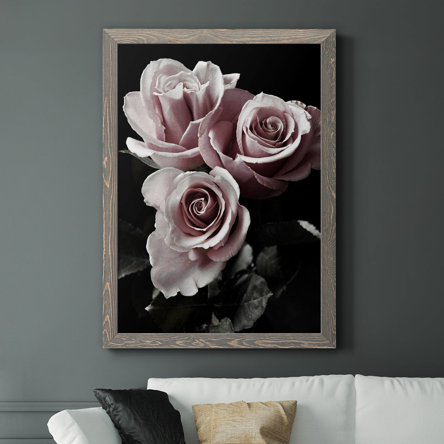 Rose Noir I - Barnwood Framed Canvas Print