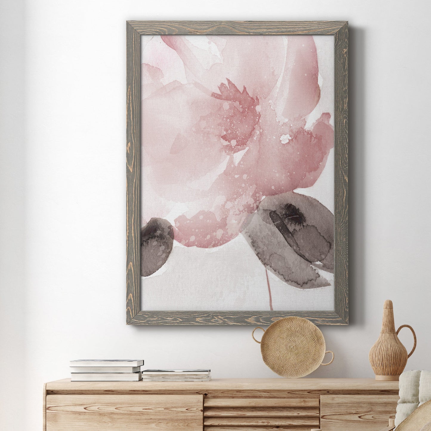 Blush Bloom I - Barnwood Framed Canvas Print