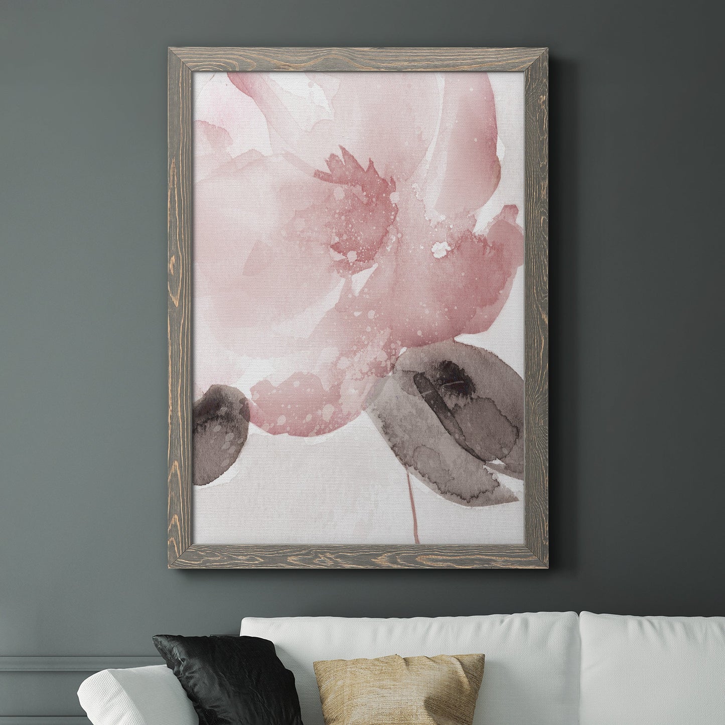 Blush Bloom I - Barnwood Framed Canvas Print