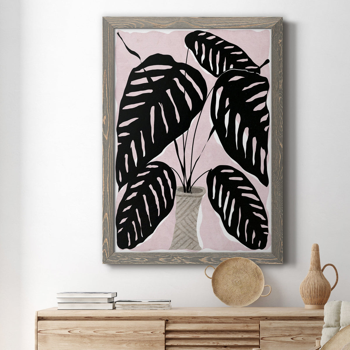 Potted Plant I - Barnwood Framed Canvas Print