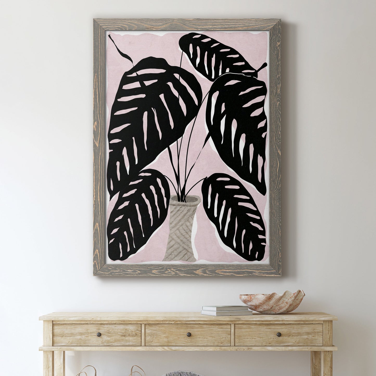 Potted Plant I - Barnwood Framed Canvas Print