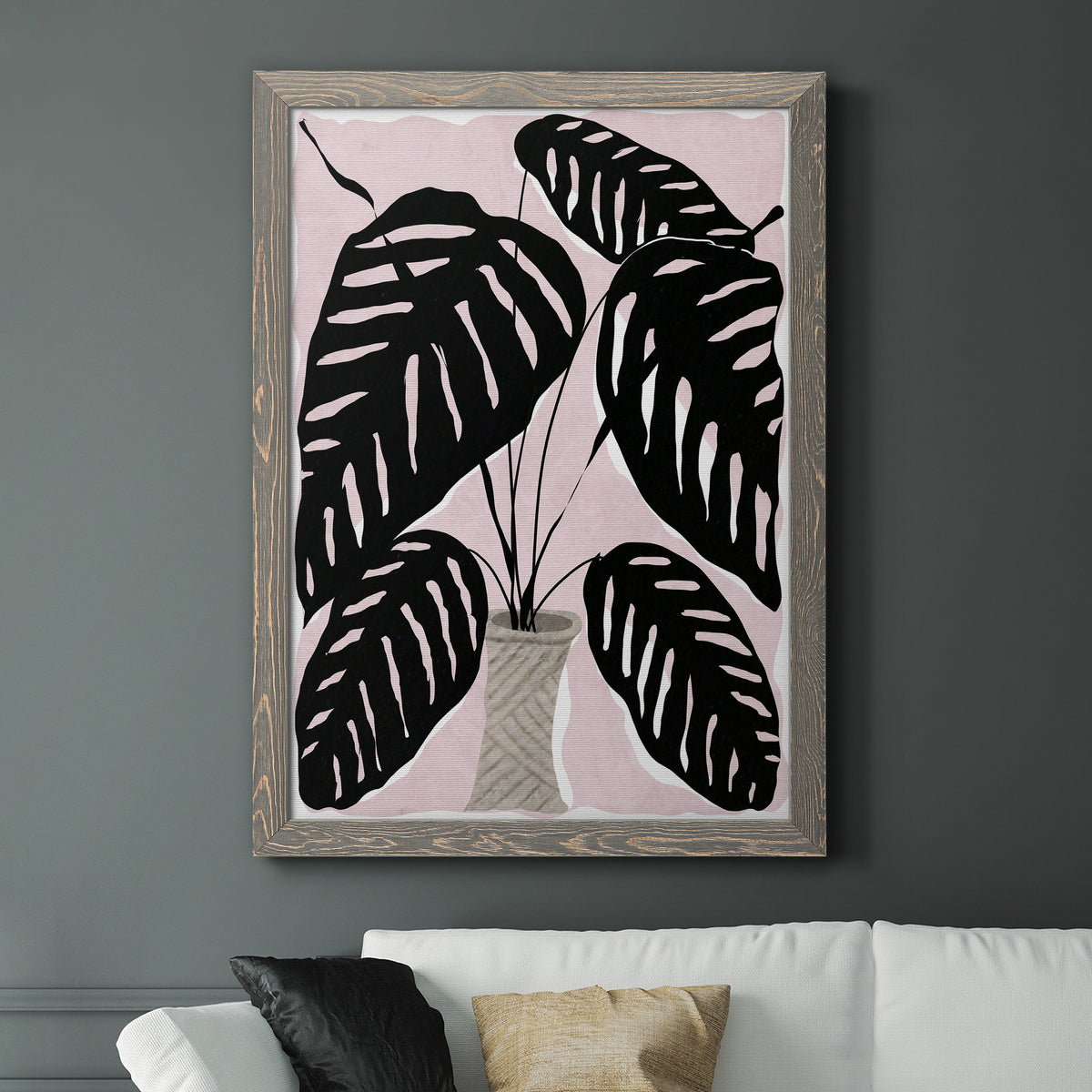 Potted Plant I - Barnwood Framed Canvas Print