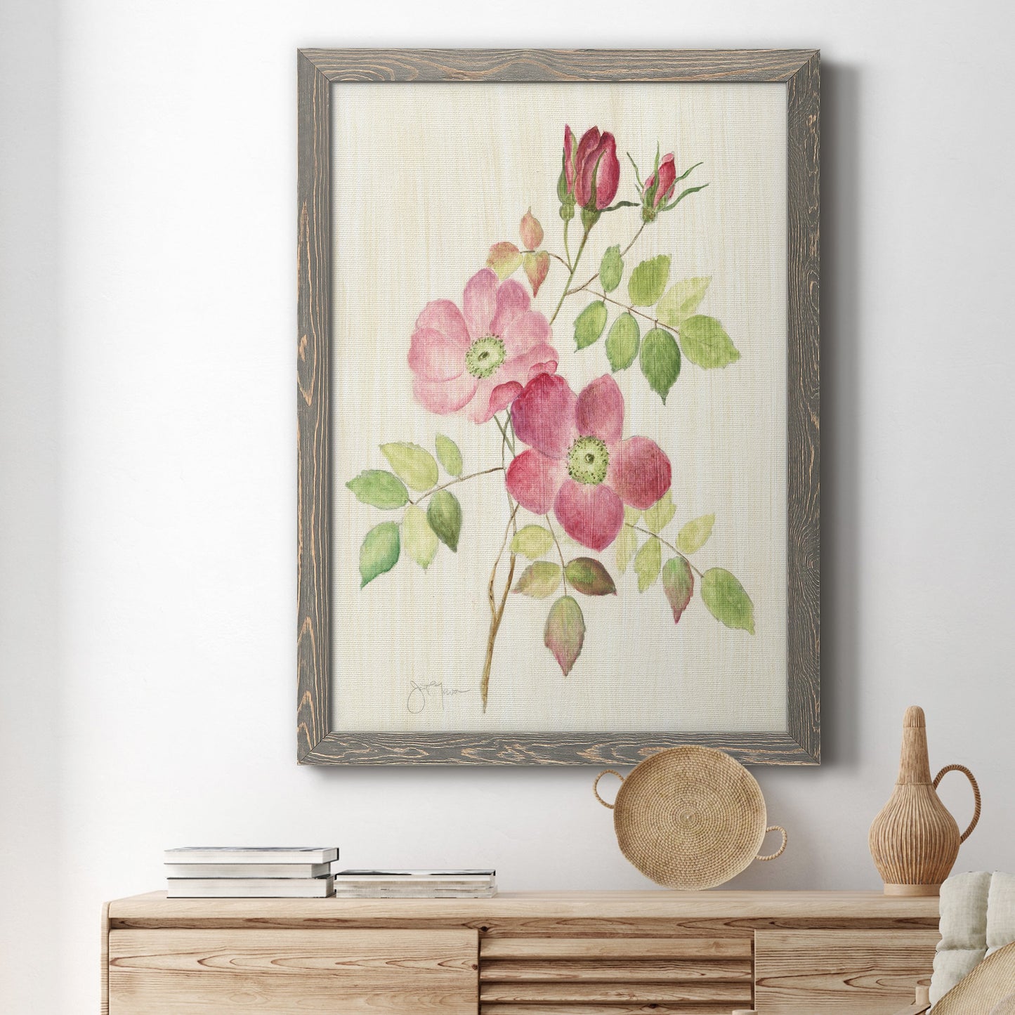 Dusty Rose I - Barnwood Framed Canvas Print