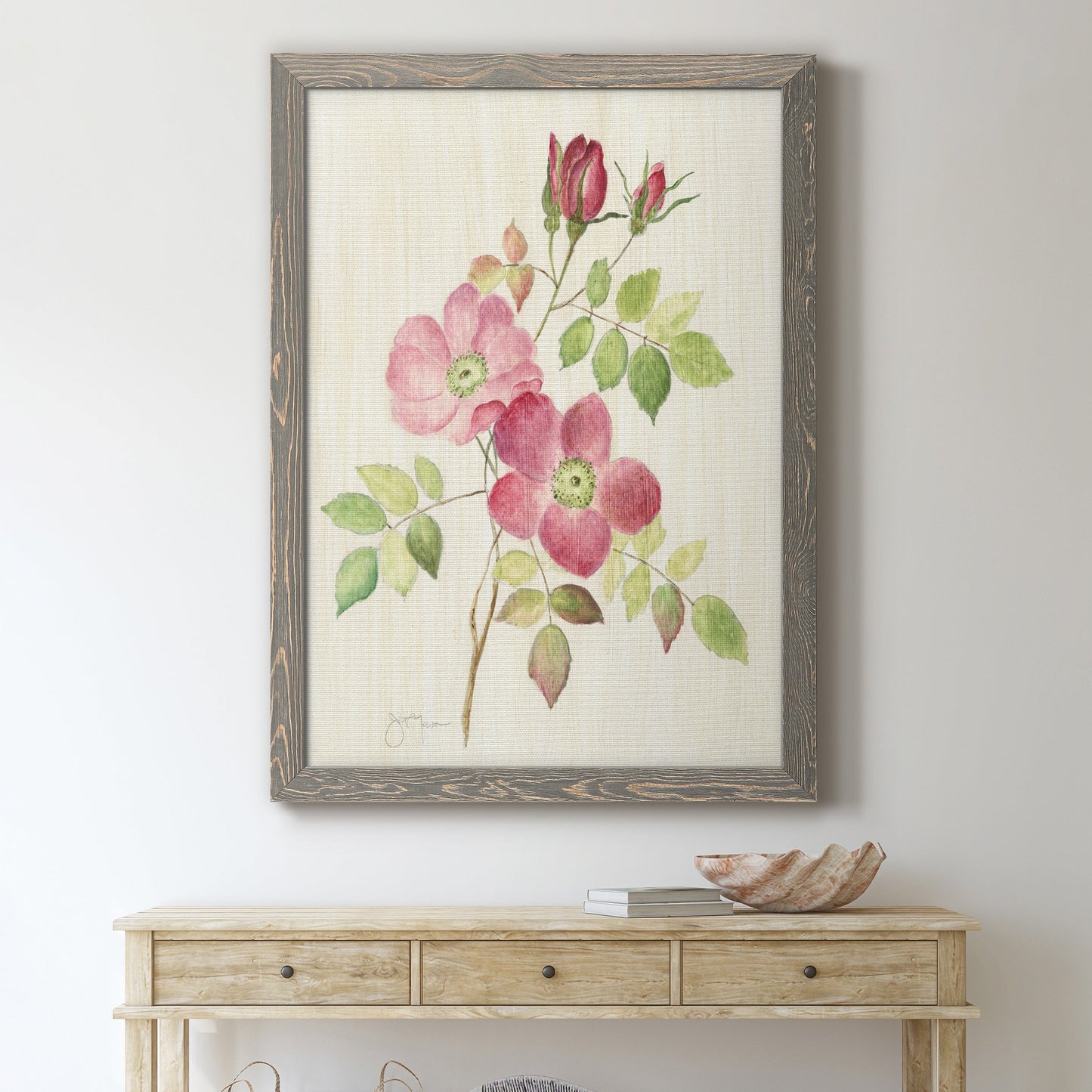 Dusty Rose I - Barnwood Framed Canvas Print