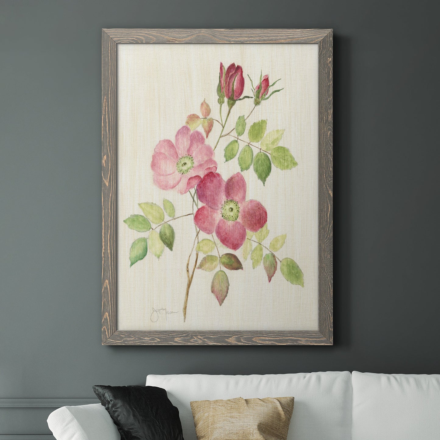 Dusty Rose I - Barnwood Framed Canvas Print