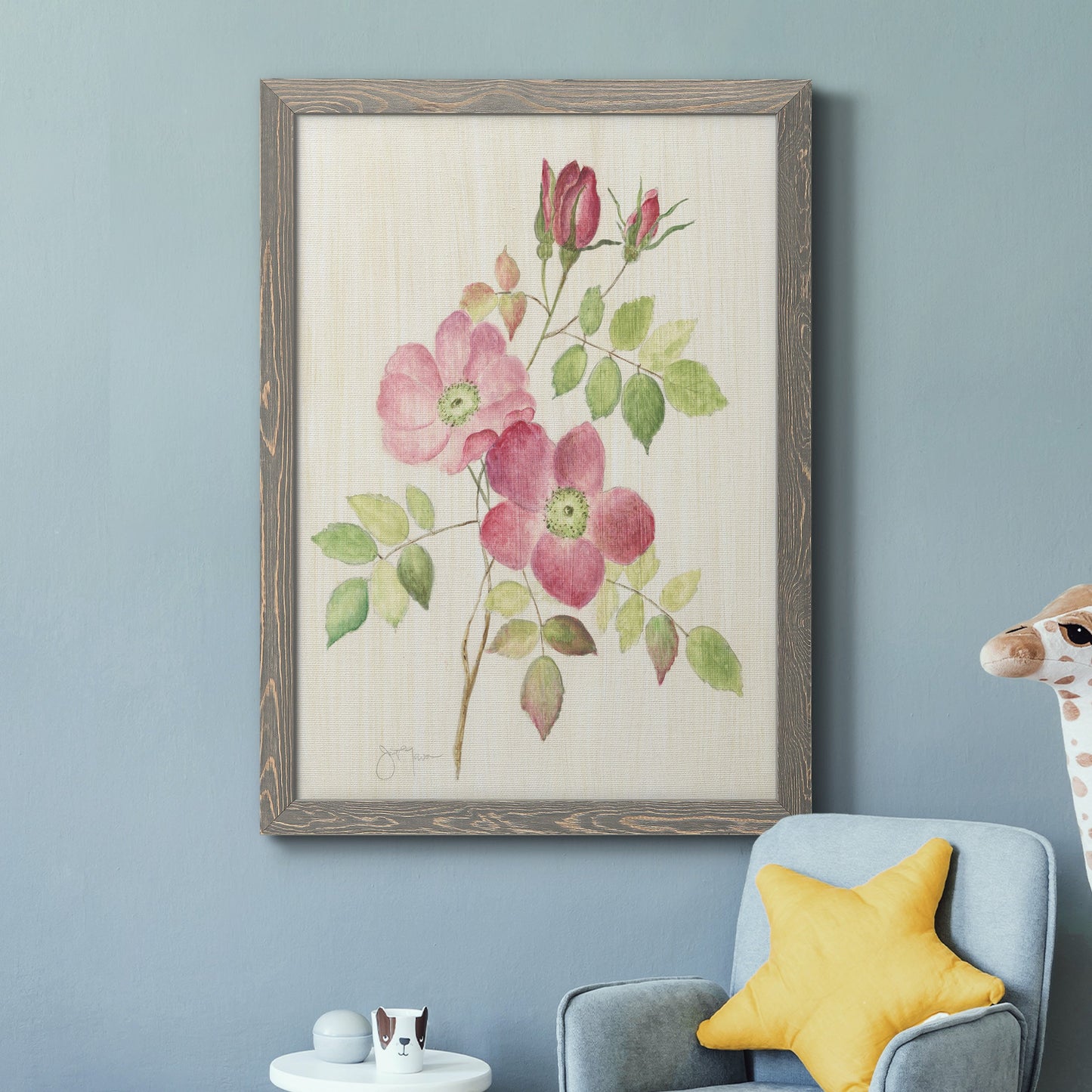 Dusty Rose I - Barnwood Framed Canvas Print