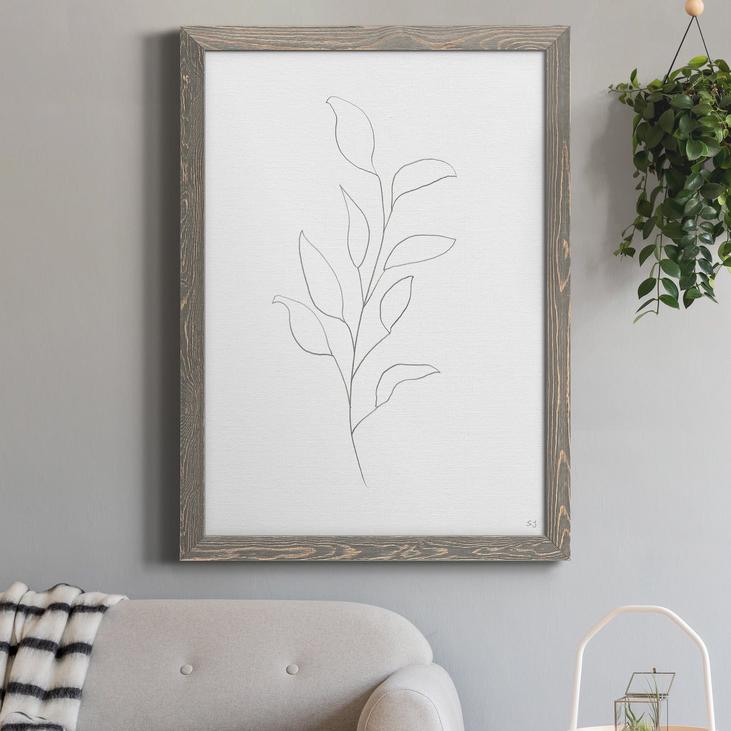 Botanical Gesture VI - Barnwood Framed Canvas Print