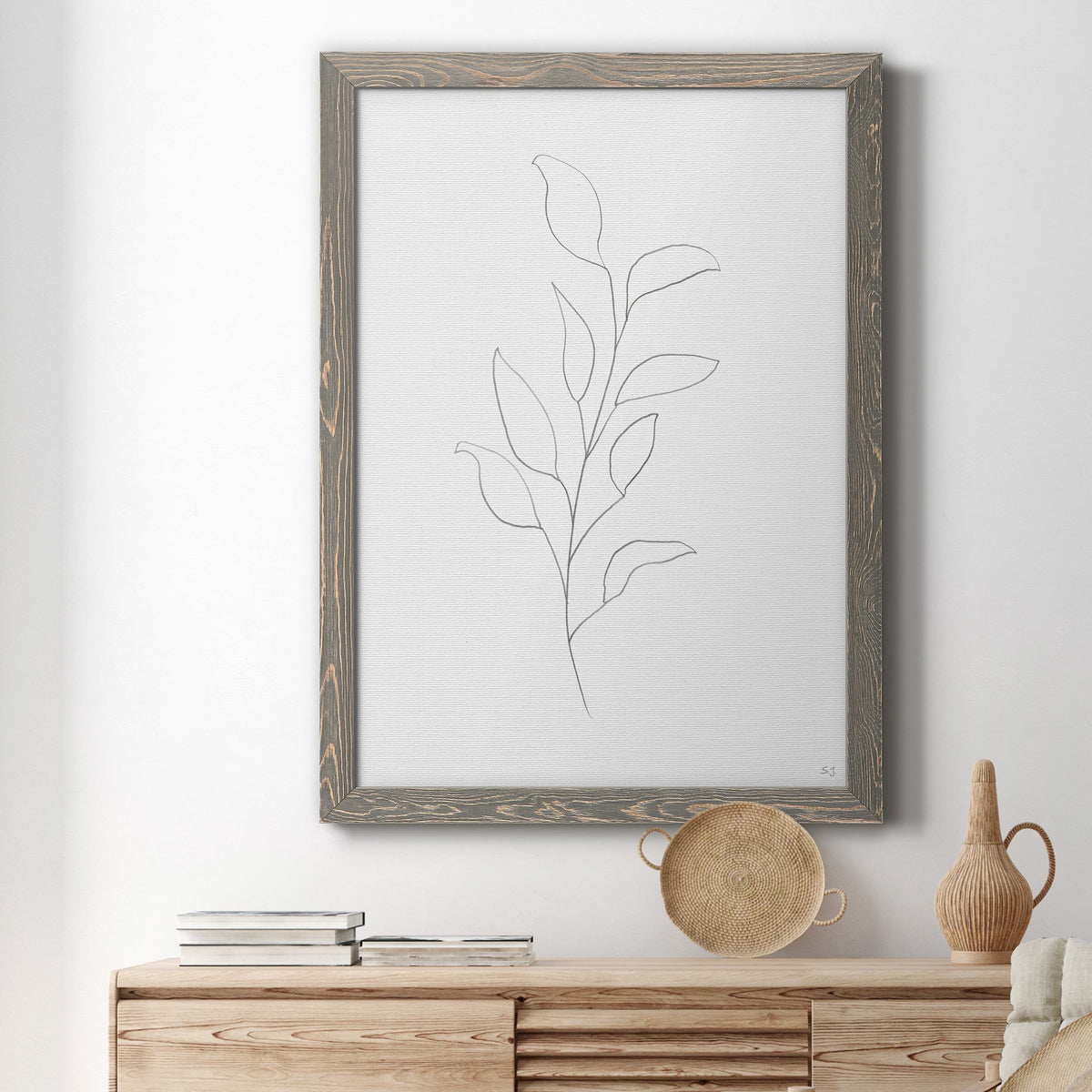 Botanical Gesture VI - Barnwood Framed Canvas Print