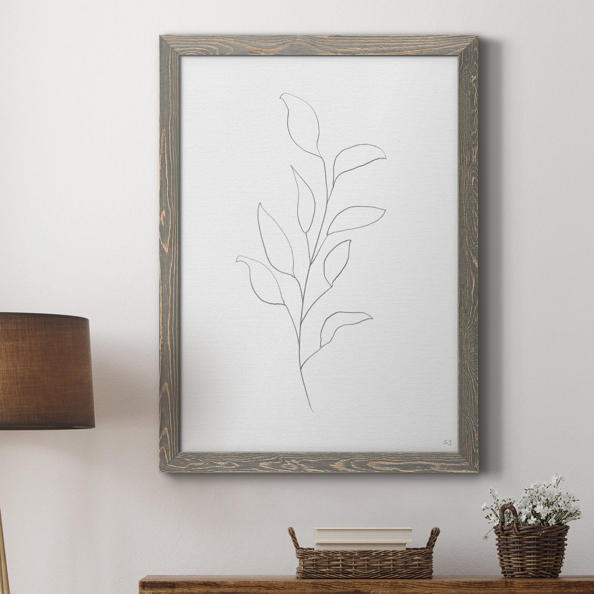 Botanical Gesture VI - Barnwood Framed Canvas Print