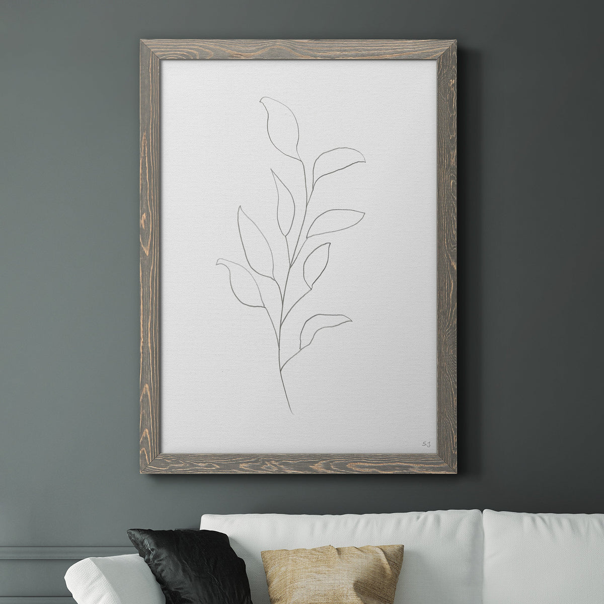Botanical Gesture VI - Barnwood Framed Canvas Print
