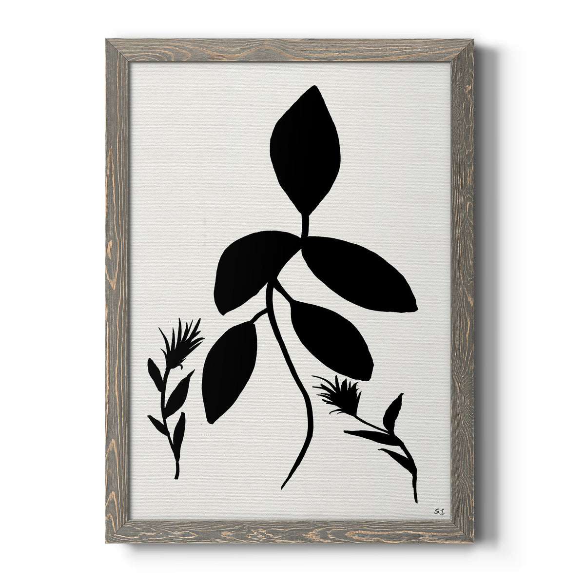Silhouette Garden I - Barnwood Framed Canvas Print