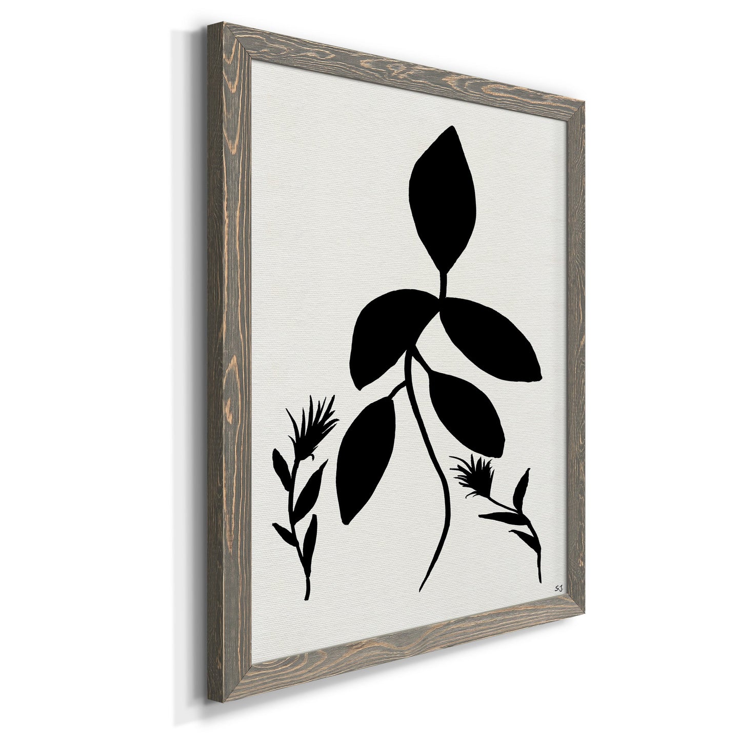 Silhouette Garden I - Barnwood Framed Canvas Print