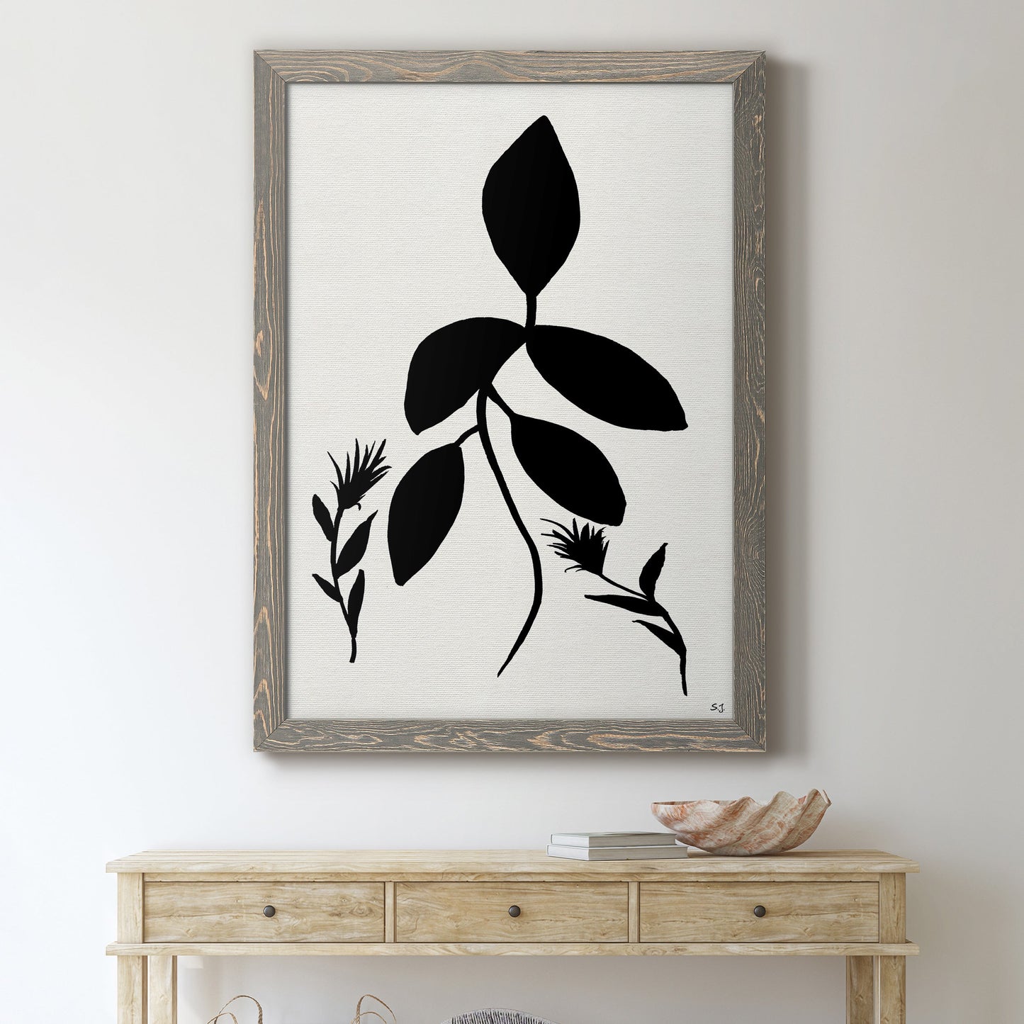 Silhouette Garden I - Barnwood Framed Canvas Print