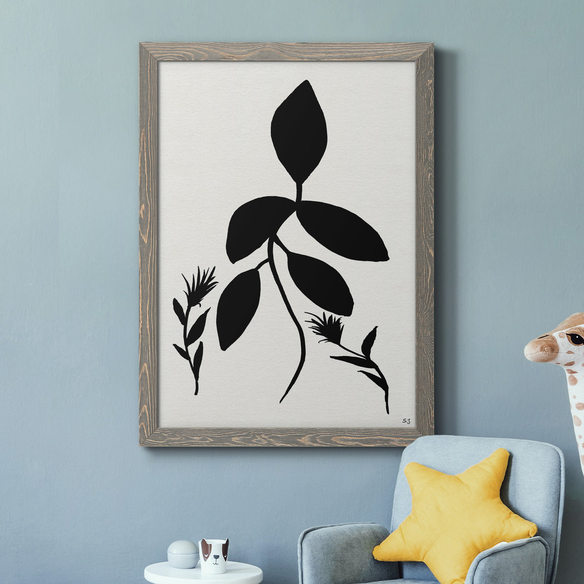 Silhouette Garden I - Barnwood Framed Canvas Print