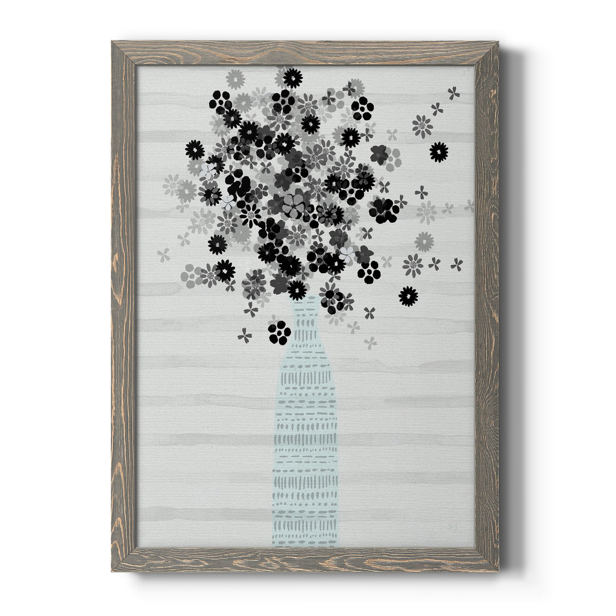Bouquet of Black & White - Barnwood Framed Canvas Print