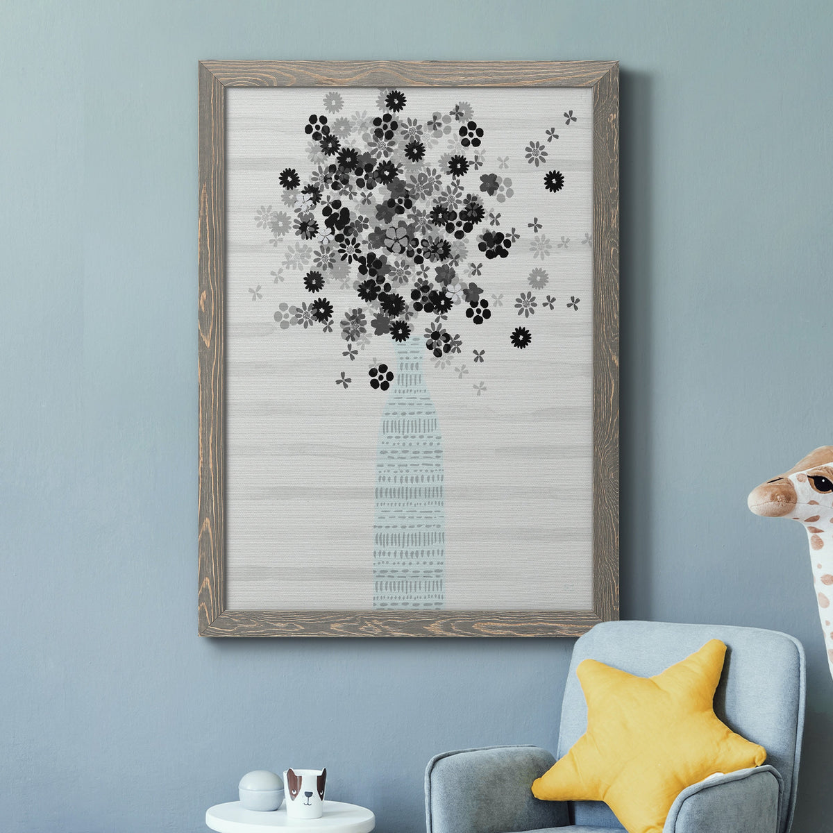 Bouquet of Black & White - Barnwood Framed Canvas Print