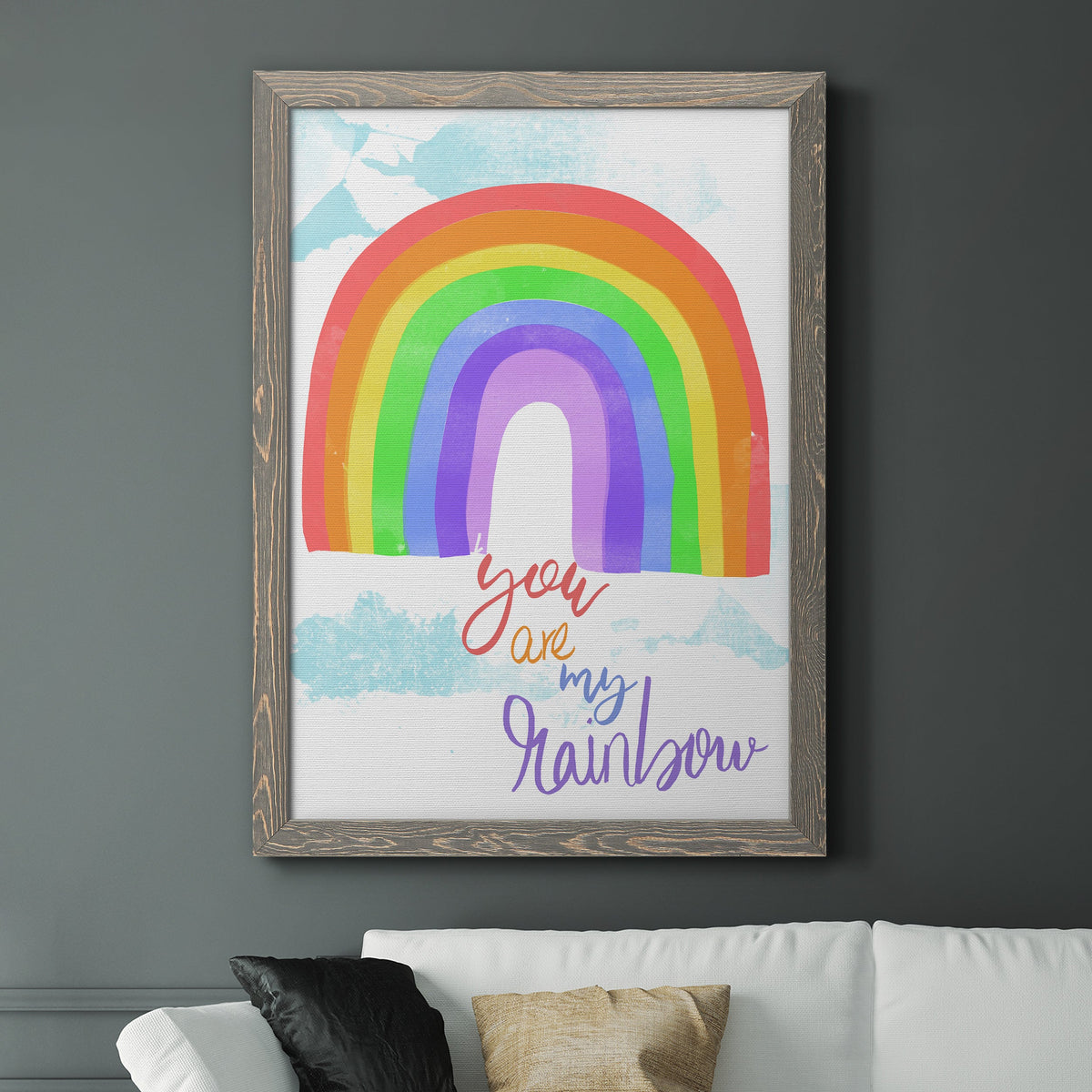 You Are My Rainbow - Barnwood Framed Canvas Print