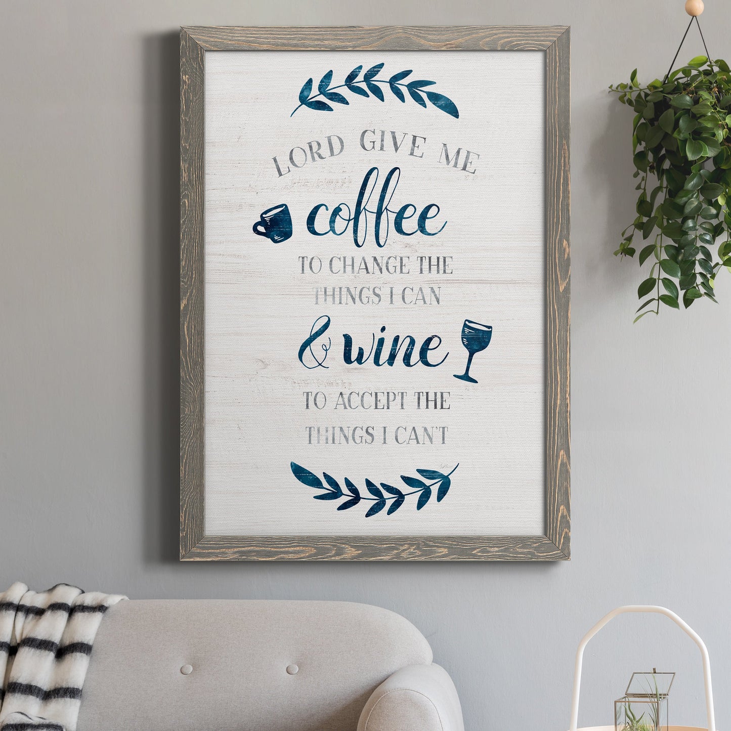 Coffee & Wine - Barnwood Framed Canvas Print