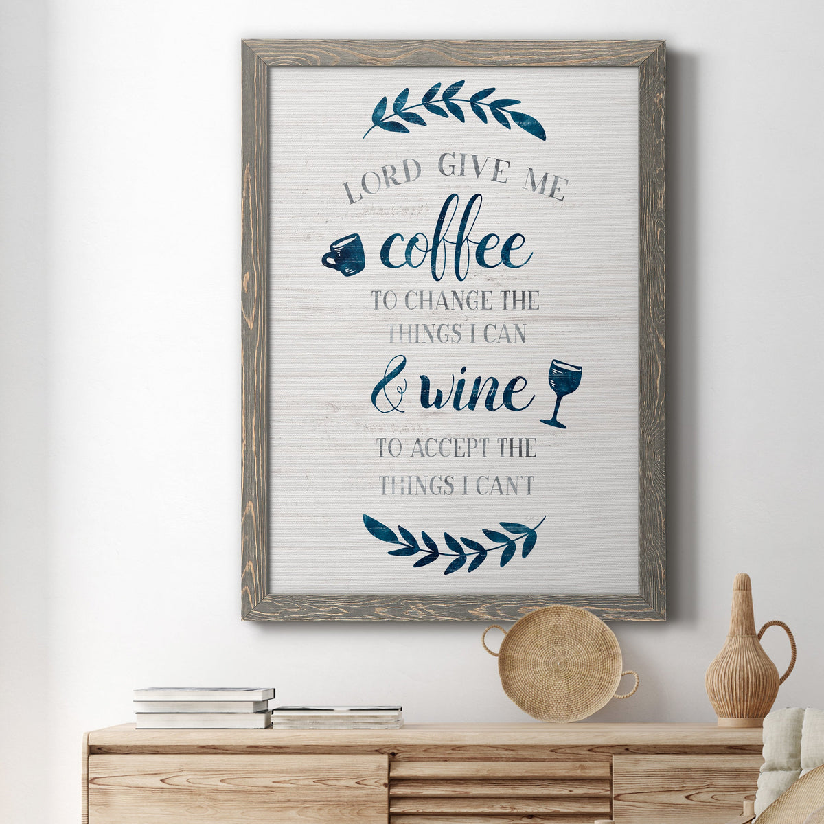 Coffee & Wine - Barnwood Framed Canvas Print