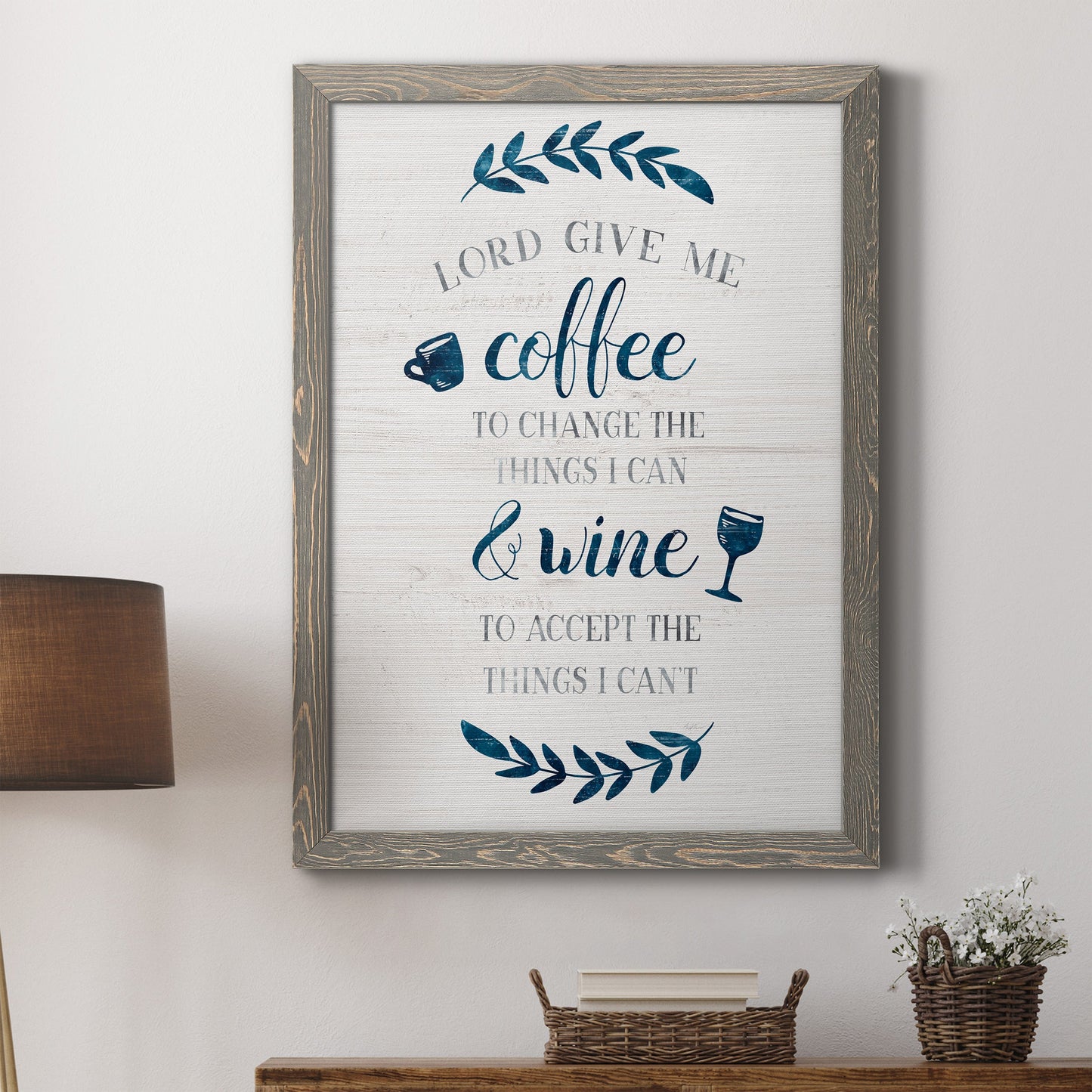 Coffee & Wine - Barnwood Framed Canvas Print