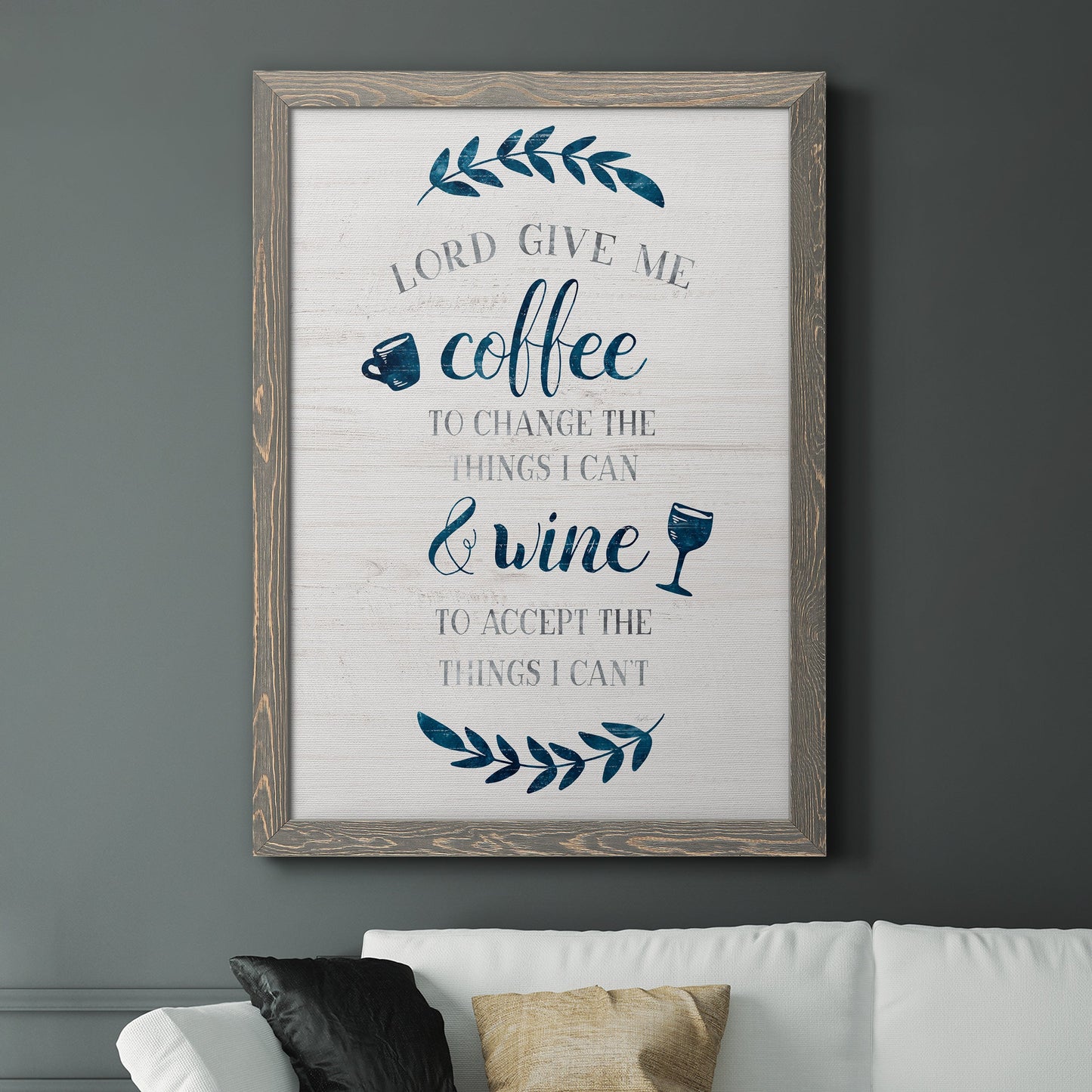 Coffee & Wine - Barnwood Framed Canvas Print