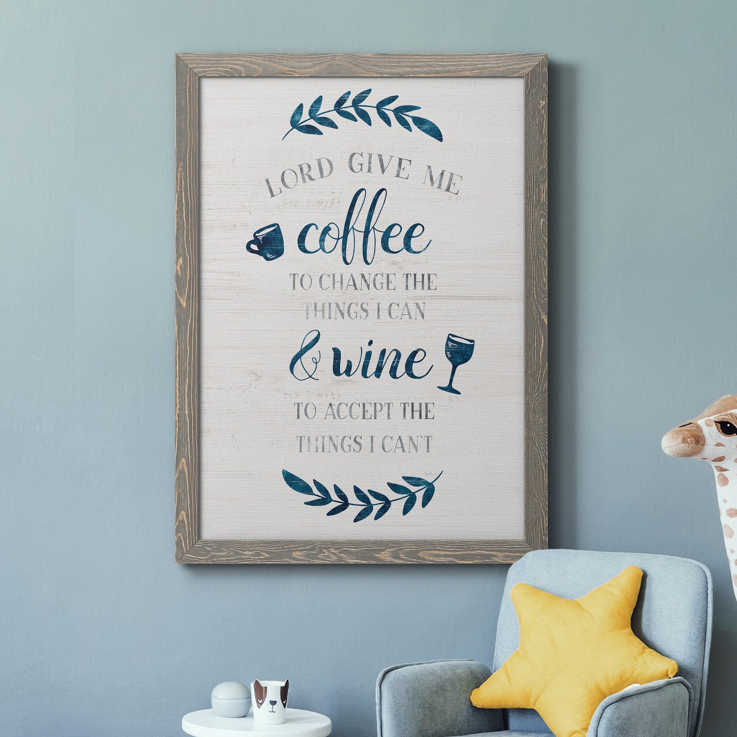 Coffee & Wine - Barnwood Framed Canvas Print