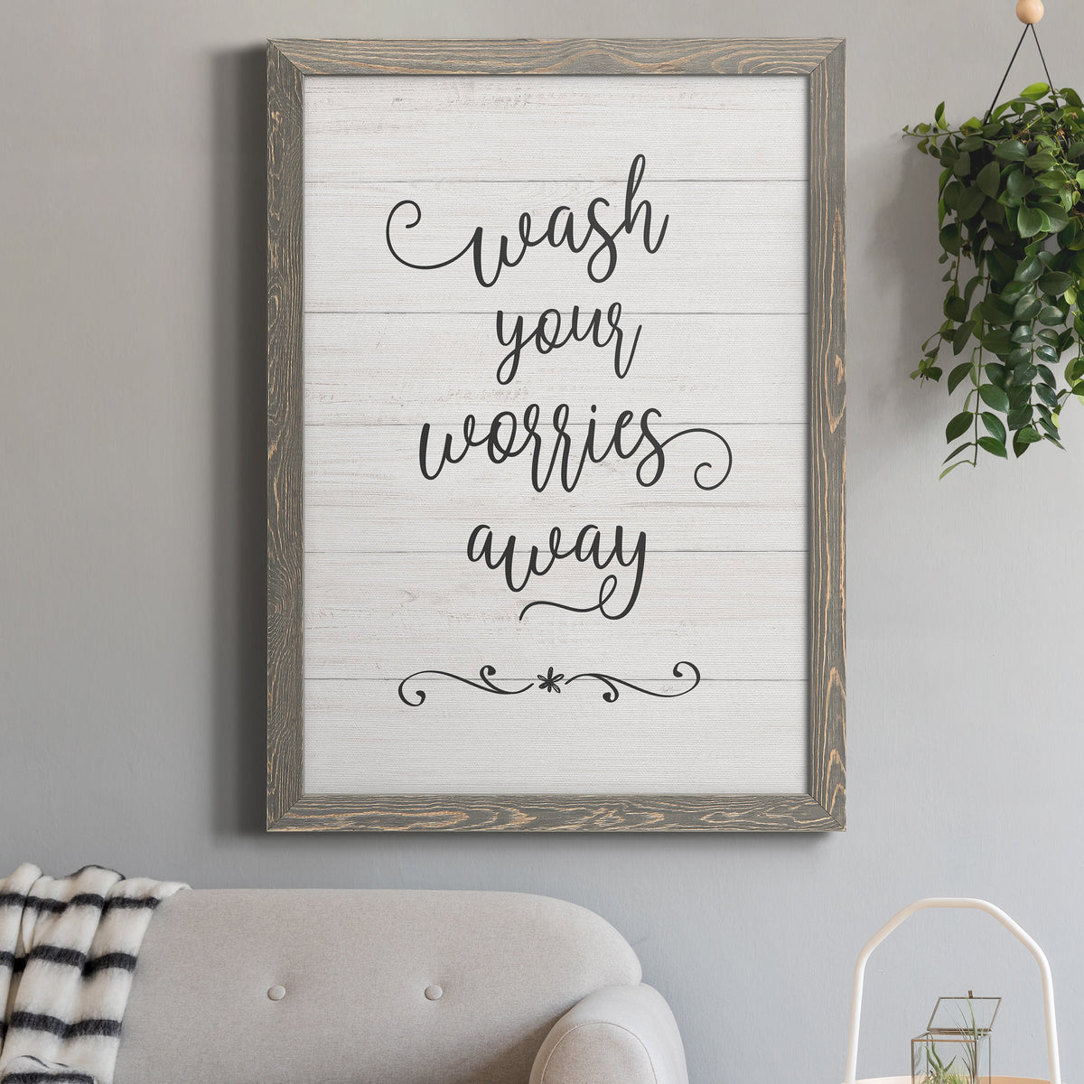 Wash Worries - Barnwood Framed Canvas Print