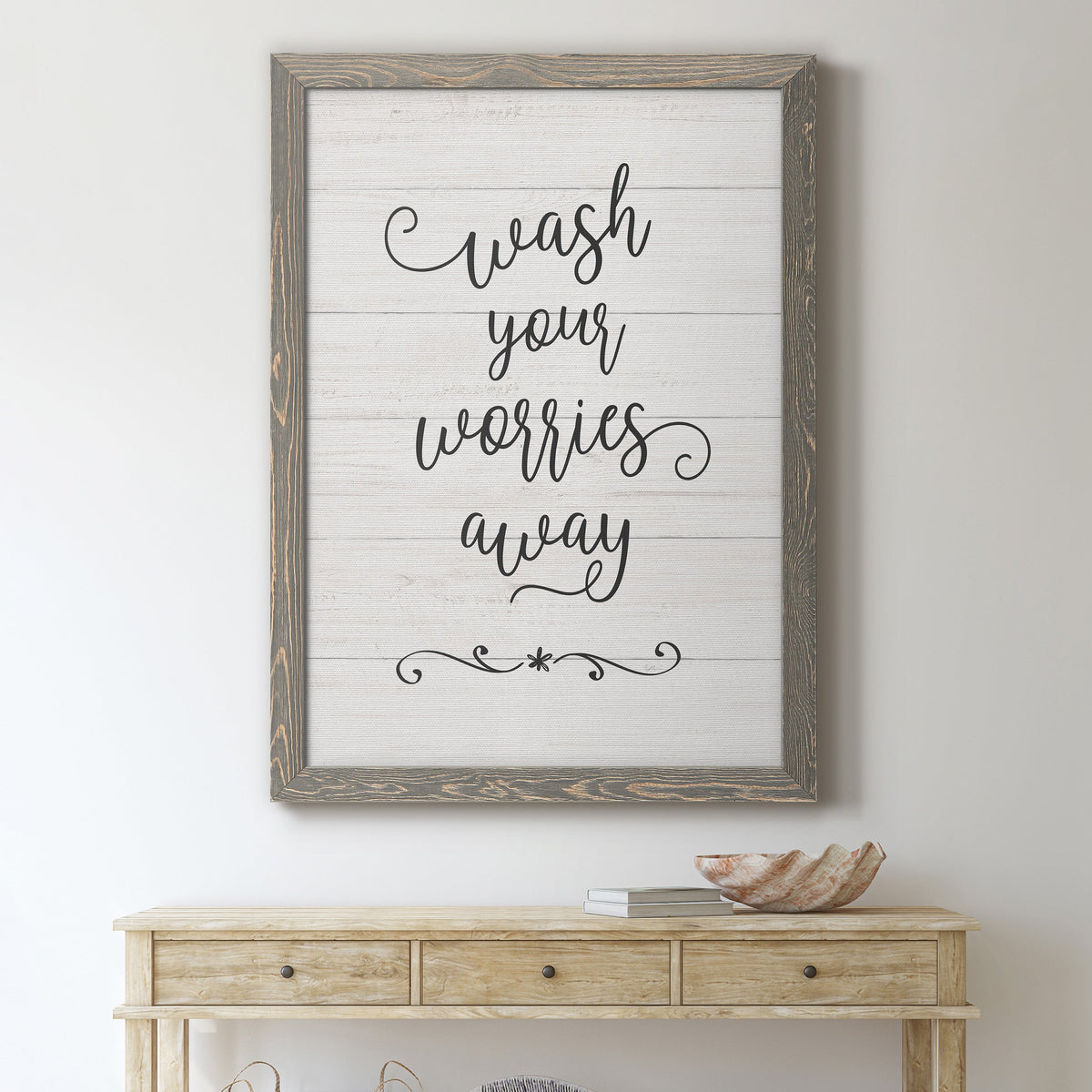 Wash Worries - Barnwood Framed Canvas Print