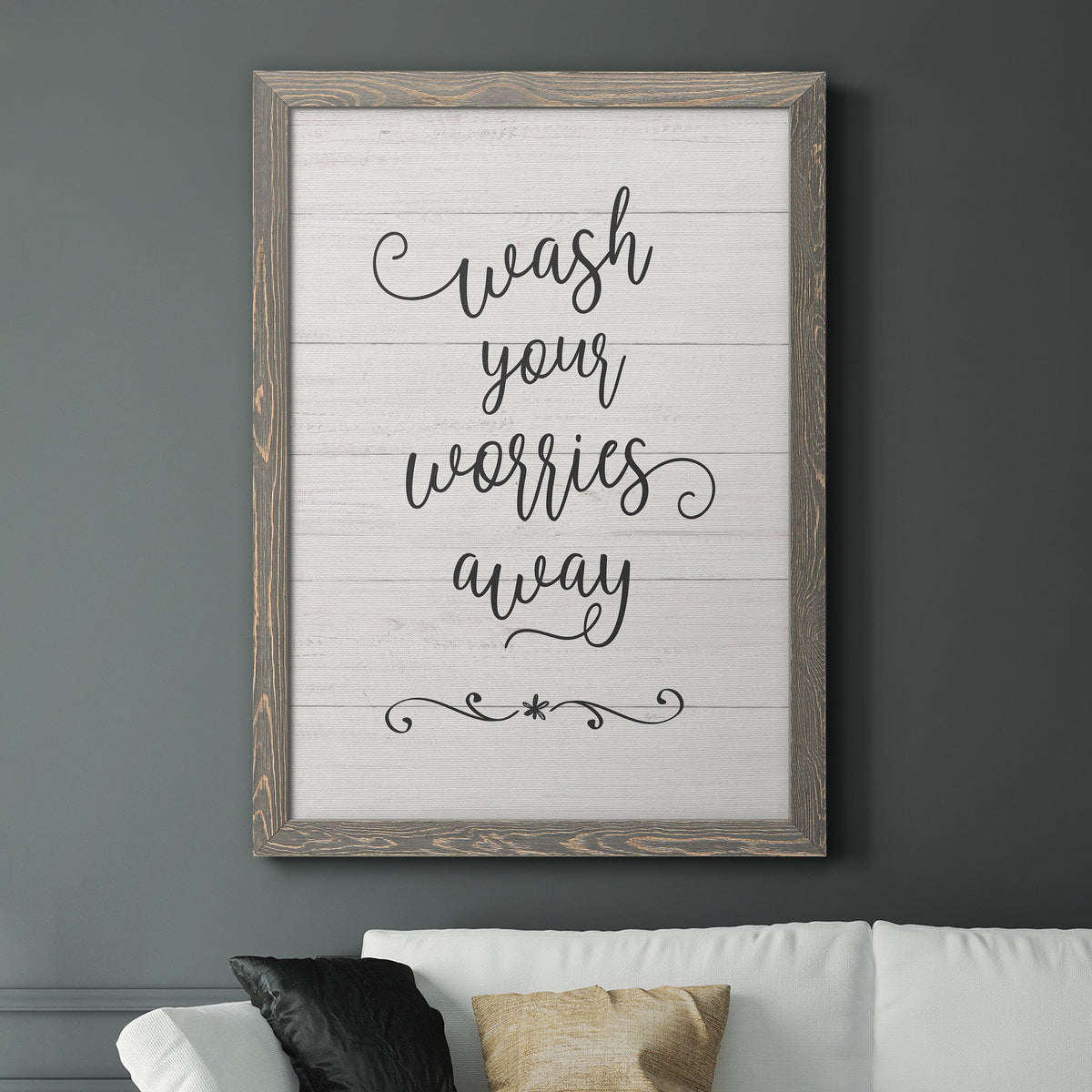 Wash Worries - Barnwood Framed Canvas Print