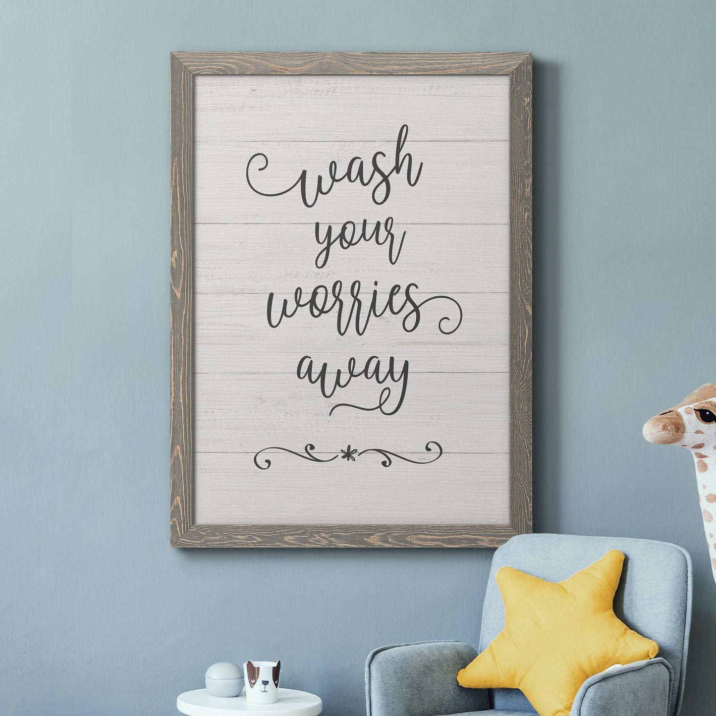 Wash Worries - Barnwood Framed Canvas Print