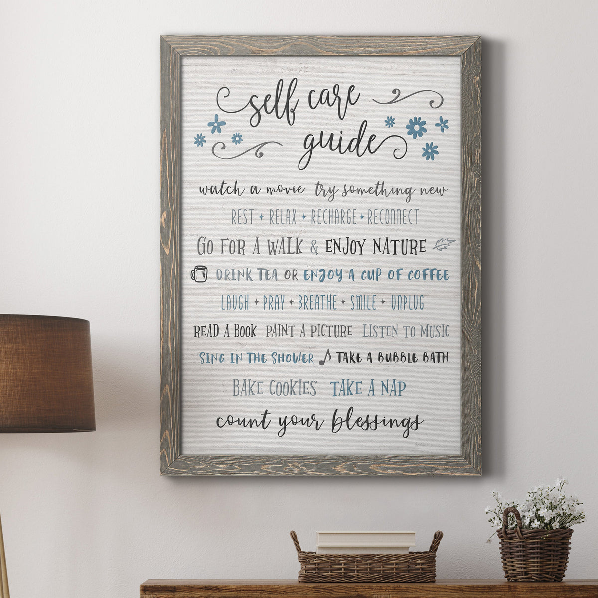 Guide to Self Care - Barnwood Framed Canvas Print
