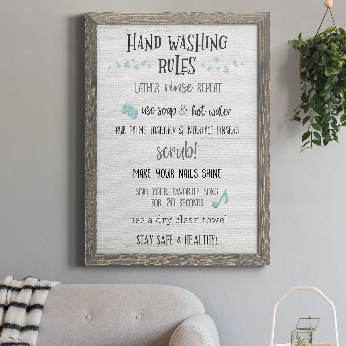 Stay Safe Rules - Barnwood Framed Canvas Print