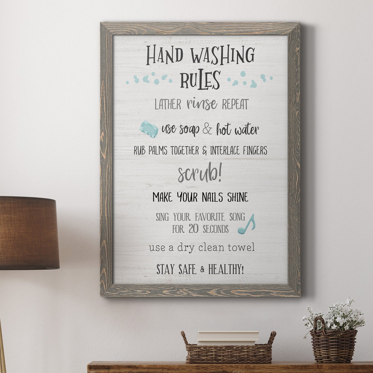 Stay Safe Rules - Barnwood Framed Canvas Print