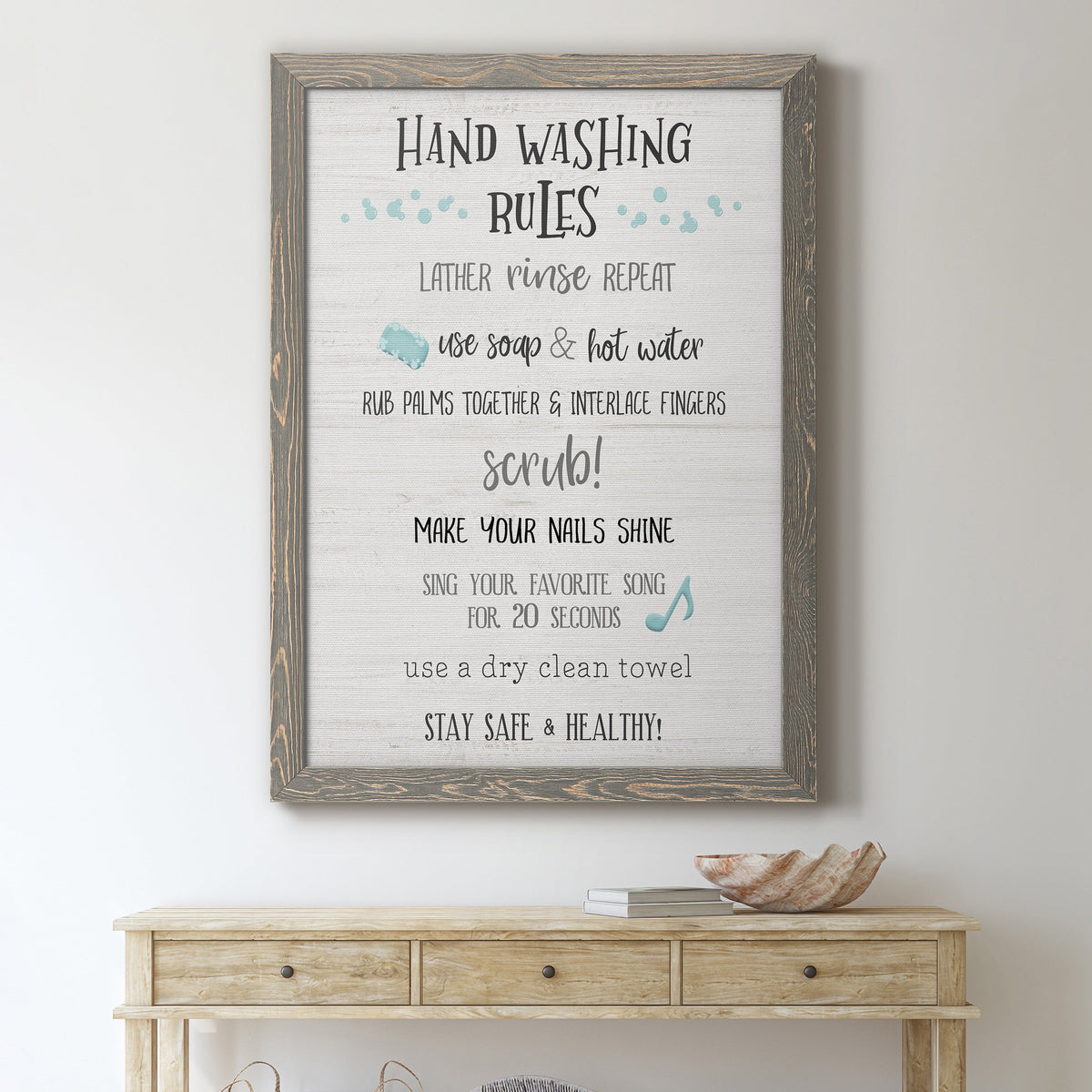 Stay Safe Rules - Barnwood Framed Canvas Print