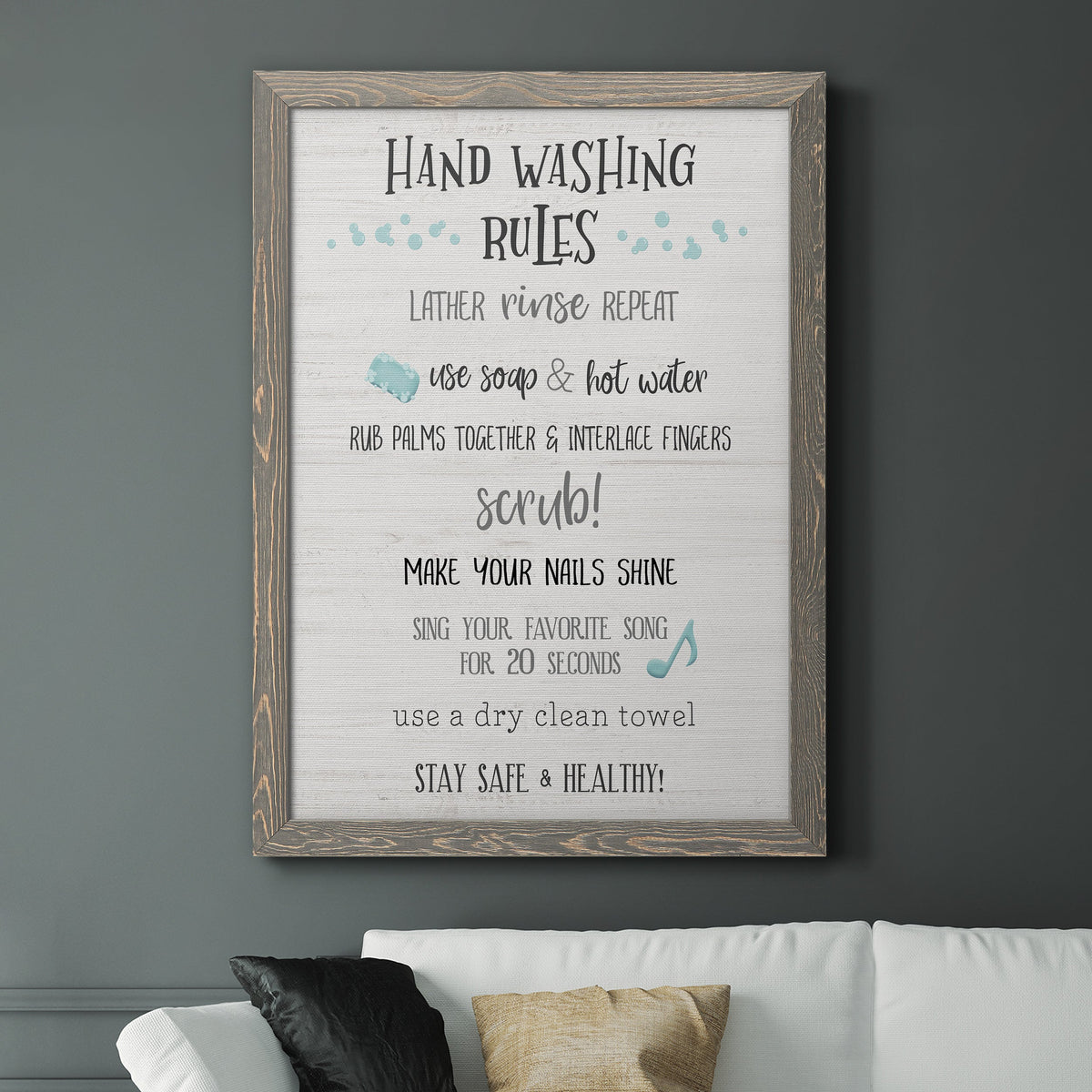 Stay Safe Rules - Barnwood Framed Canvas Print
