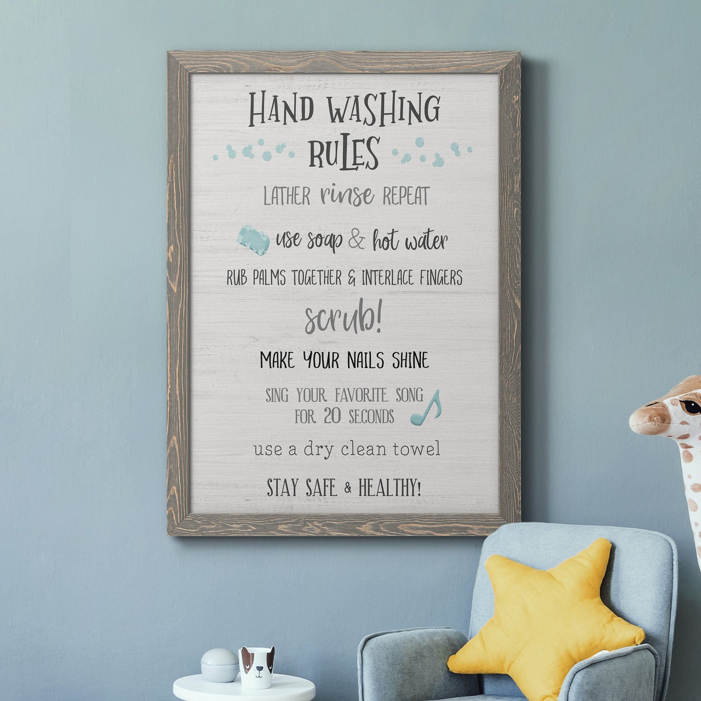Stay Safe Rules - Barnwood Framed Canvas Print
