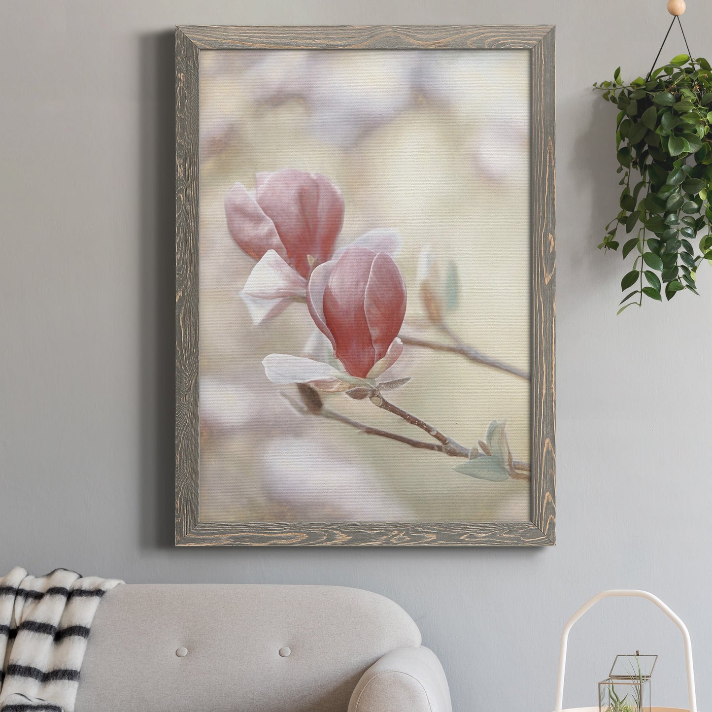 Blooming Hearts - Barnwood Framed Canvas Print