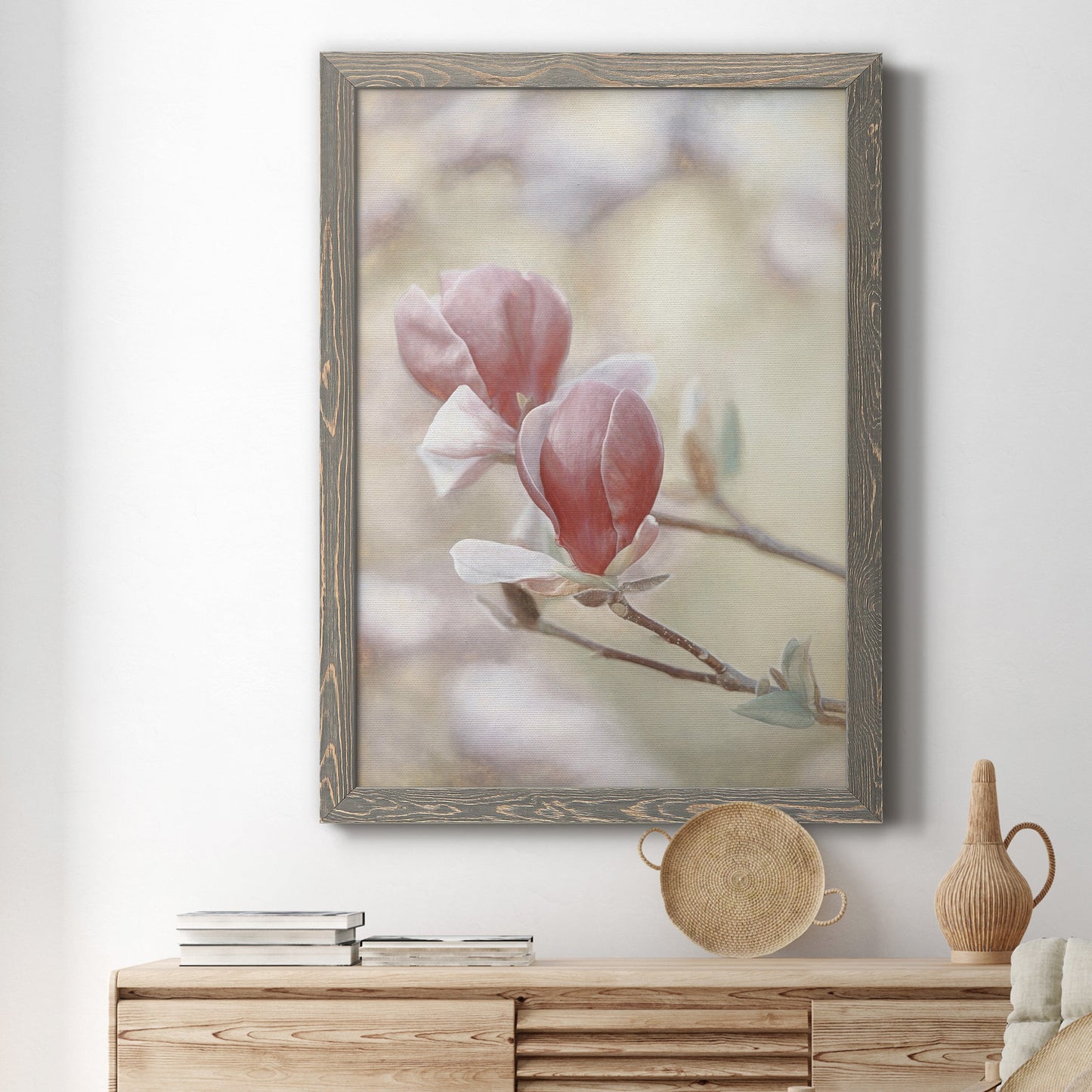 Blooming Hearts - Barnwood Framed Canvas Print