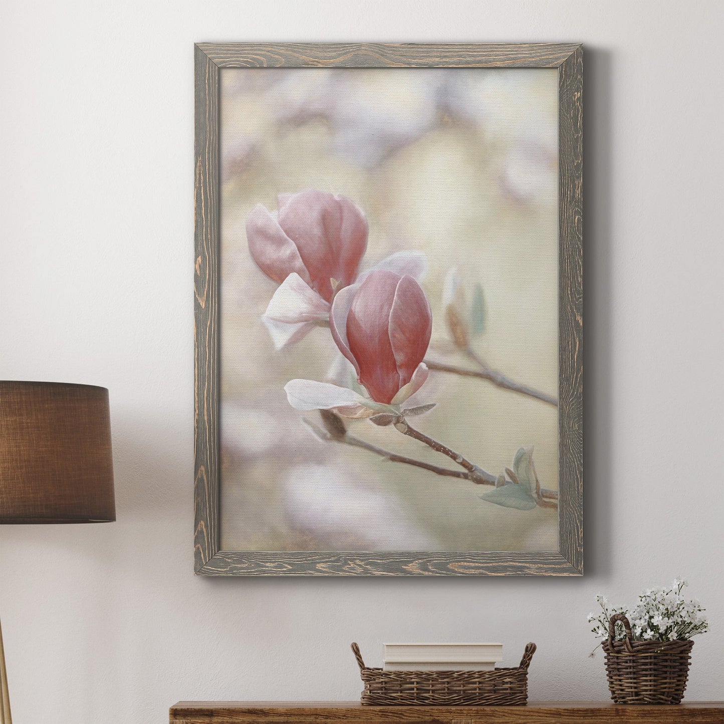 Blooming Hearts - Barnwood Framed Canvas Print
