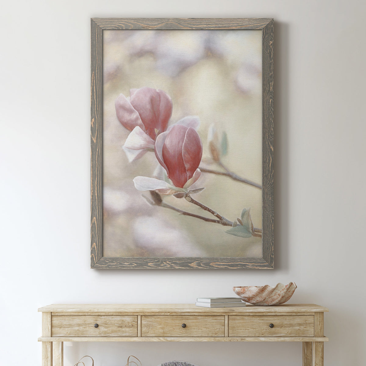 Blooming Hearts - Barnwood Framed Canvas Print
