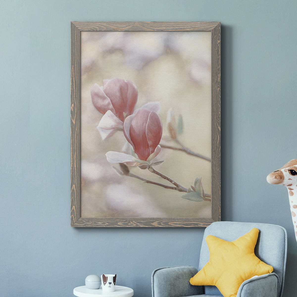 Blooming Hearts - Barnwood Framed Canvas Print