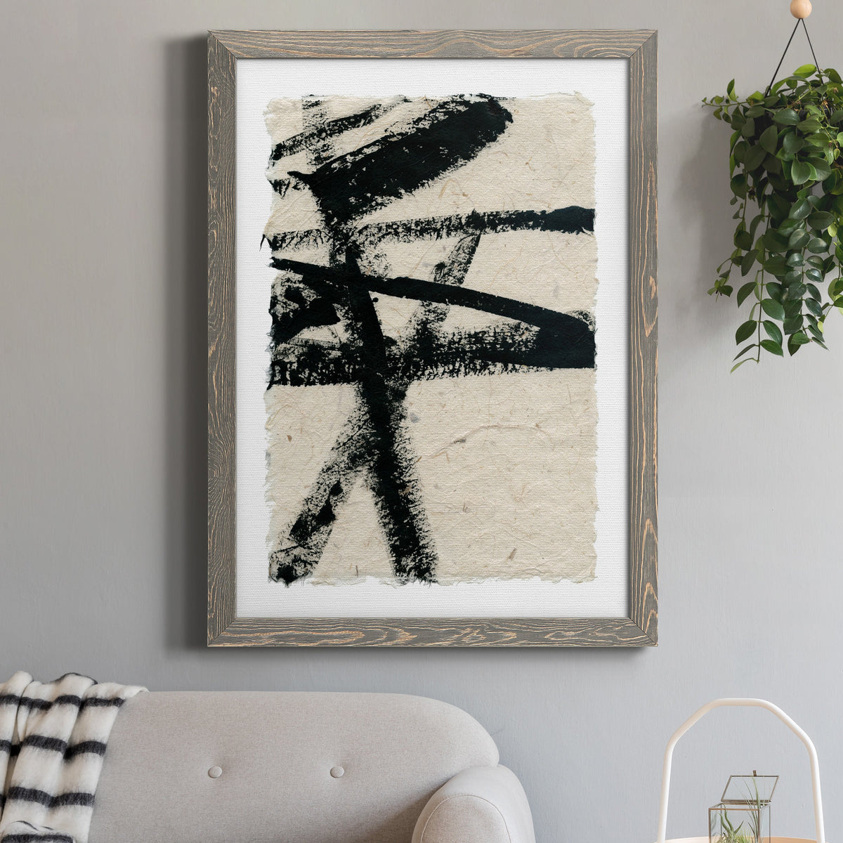 Lines Crossed III - Barnwood Framed Canvas Print