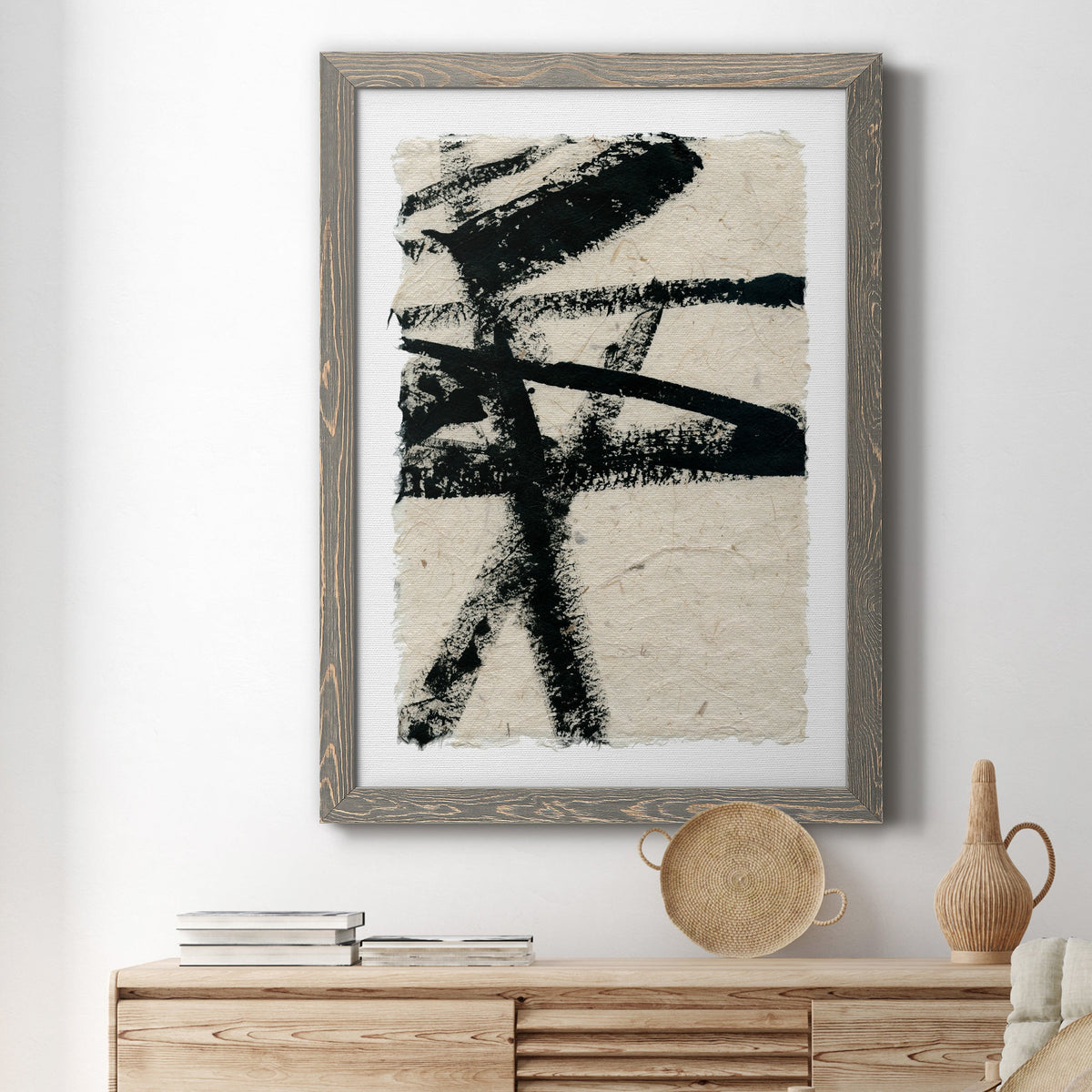 Lines Crossed III - Barnwood Framed Canvas Print