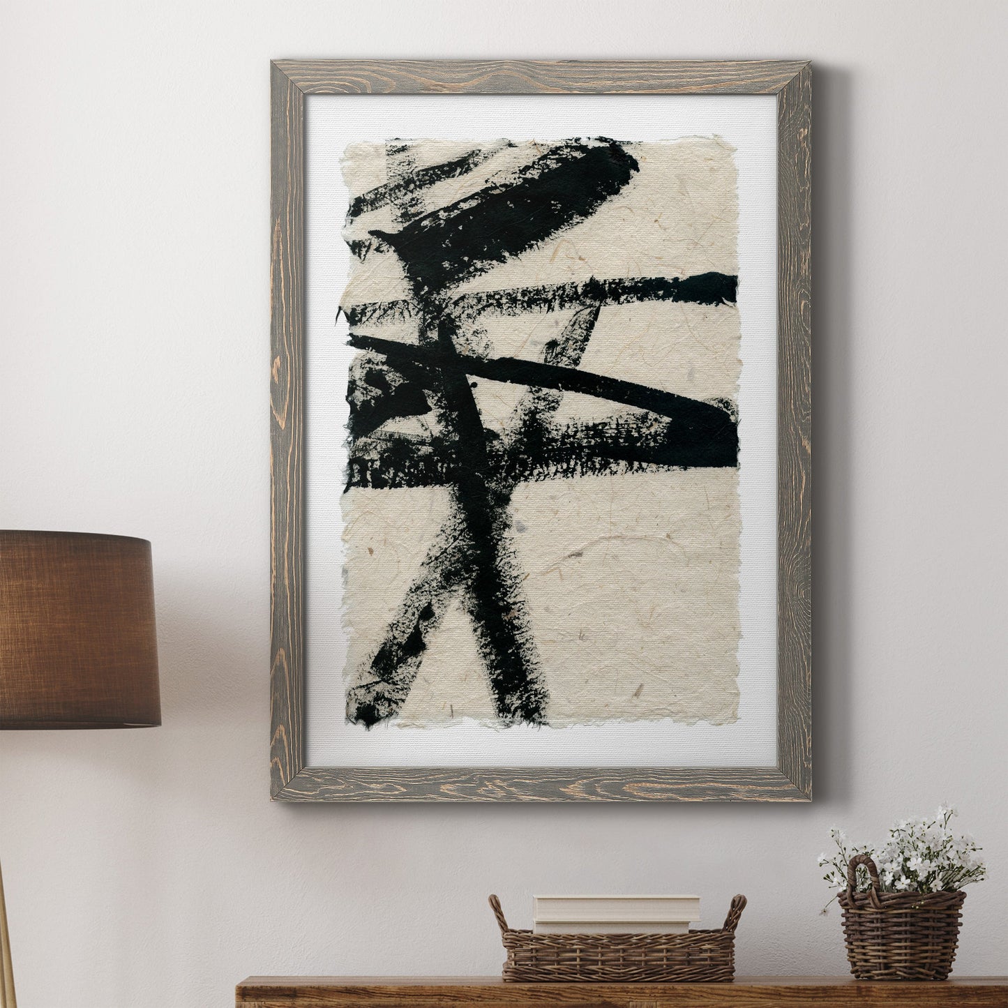 Lines Crossed III - Barnwood Framed Canvas Print