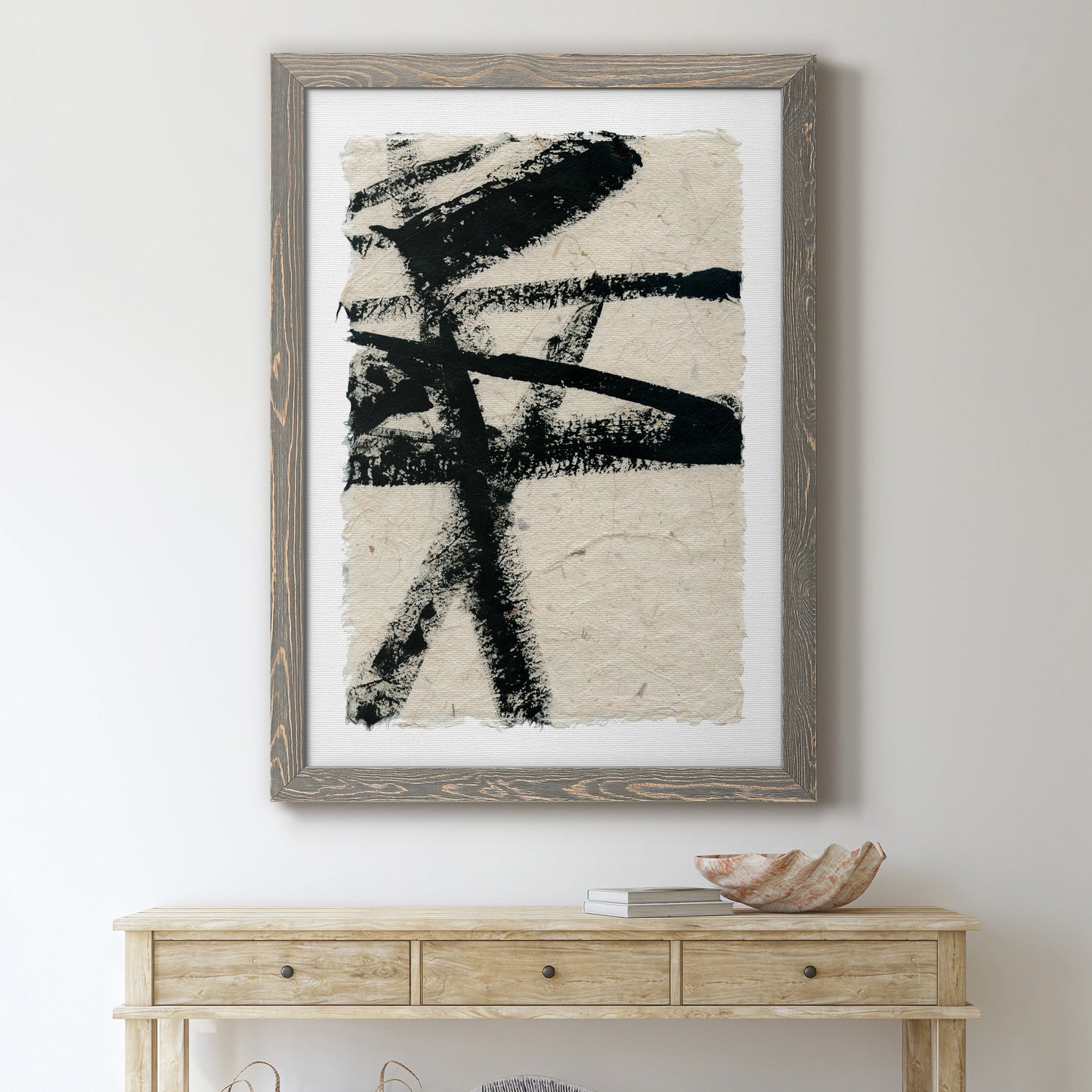 Lines Crossed III - Barnwood Framed Canvas Print