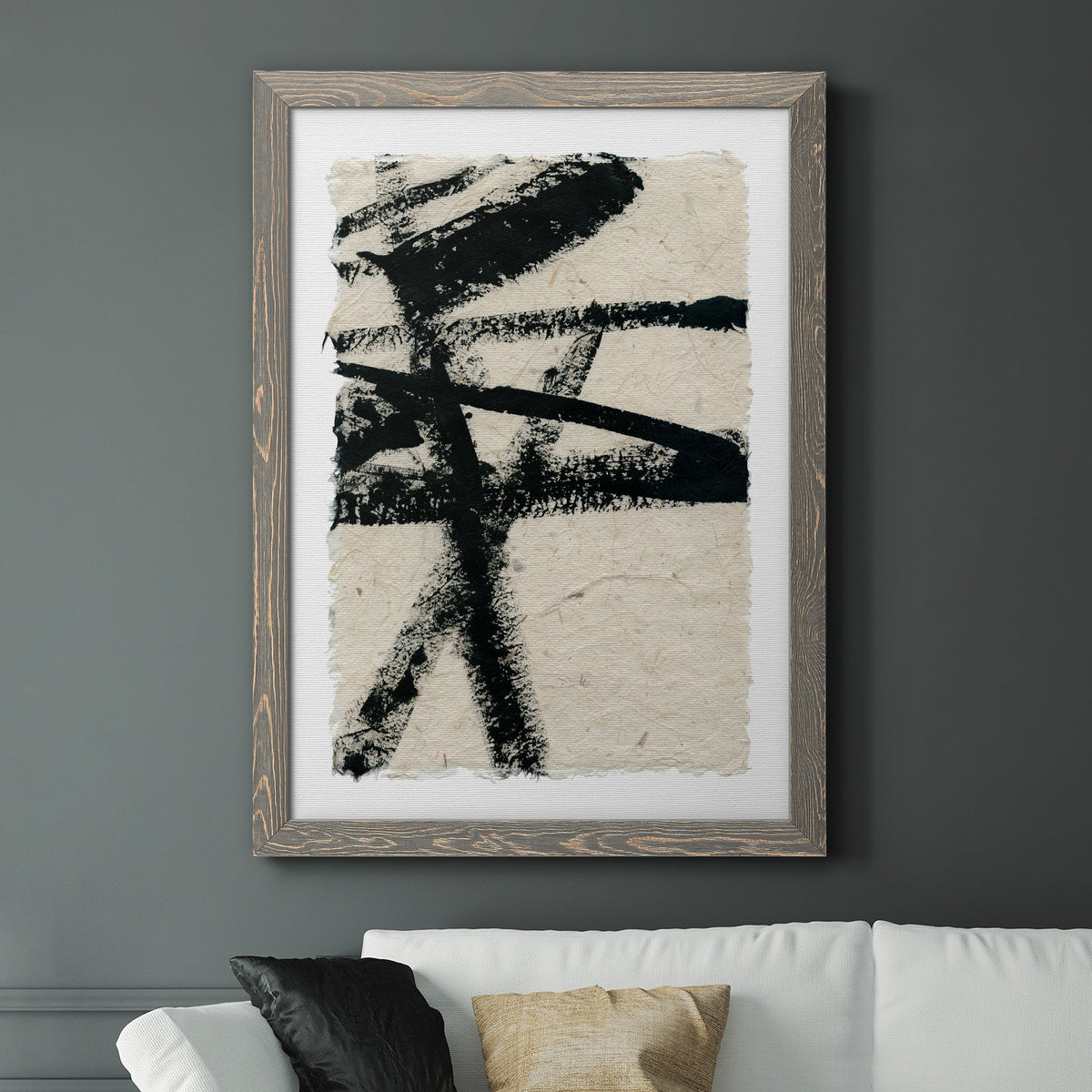 Lines Crossed III - Barnwood Framed Canvas Print